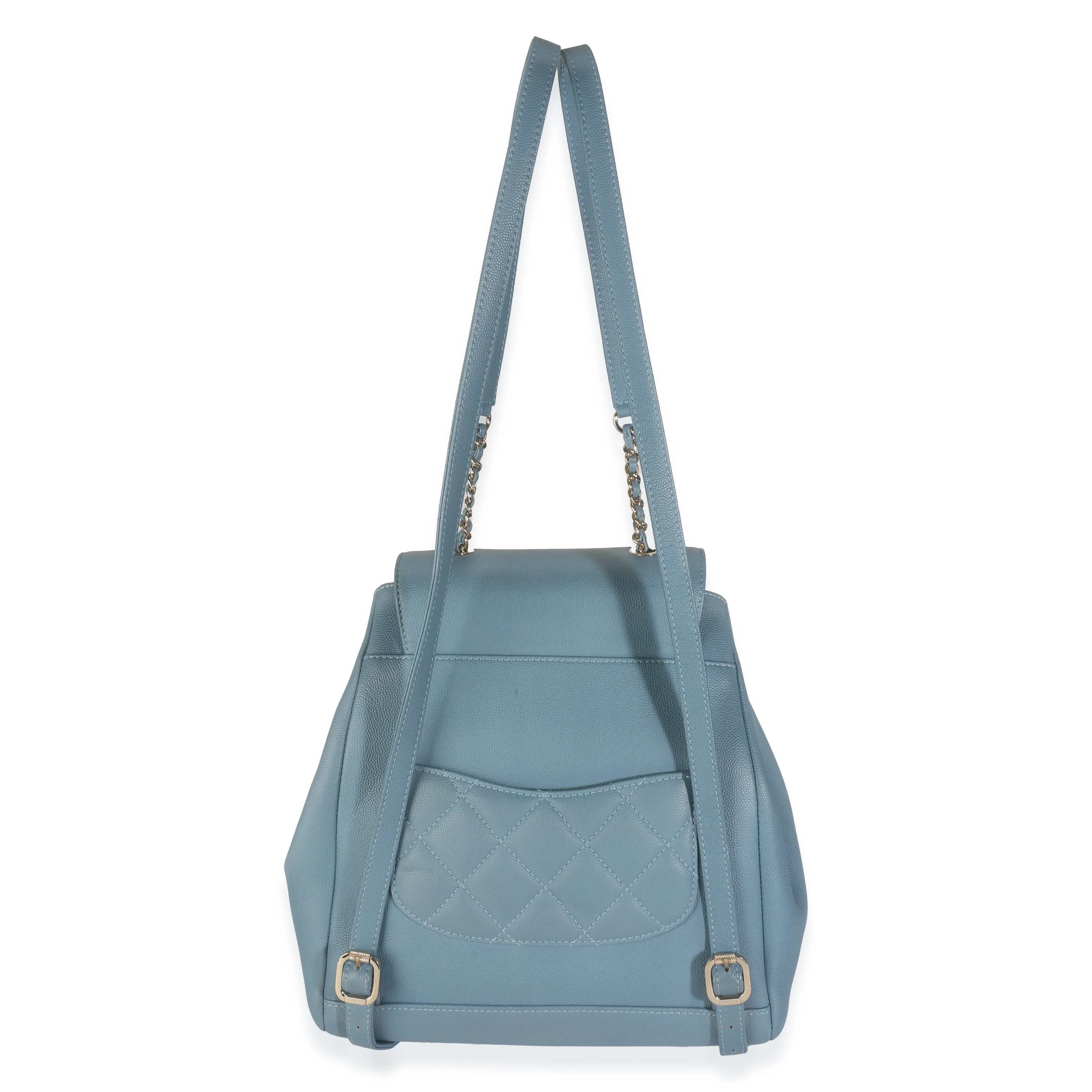 Blue Quilted Caviar Business Affinity Backpack Handbag - Image 4
