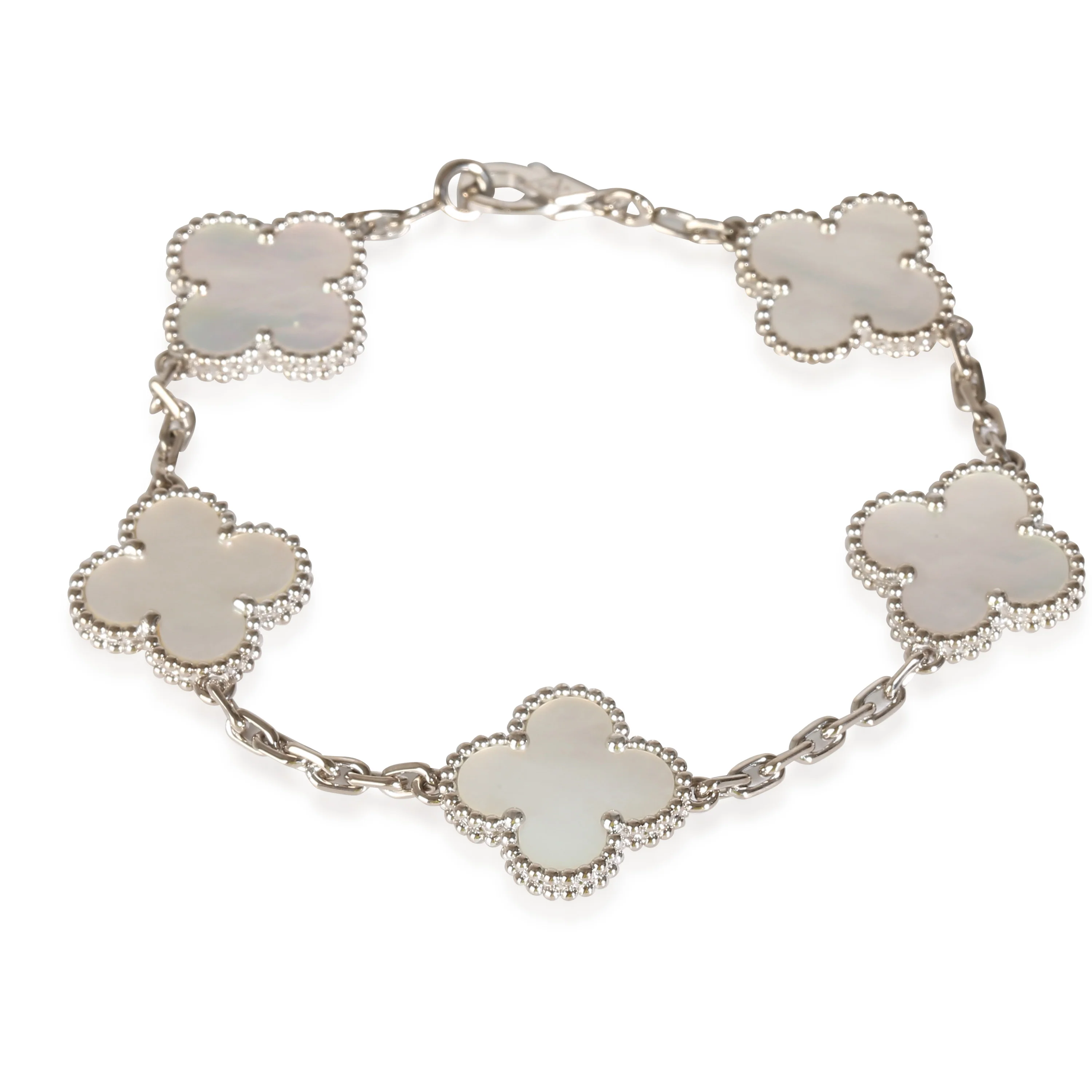 Alhambra Mother Of Pearl Bracelet in 18k White Gold