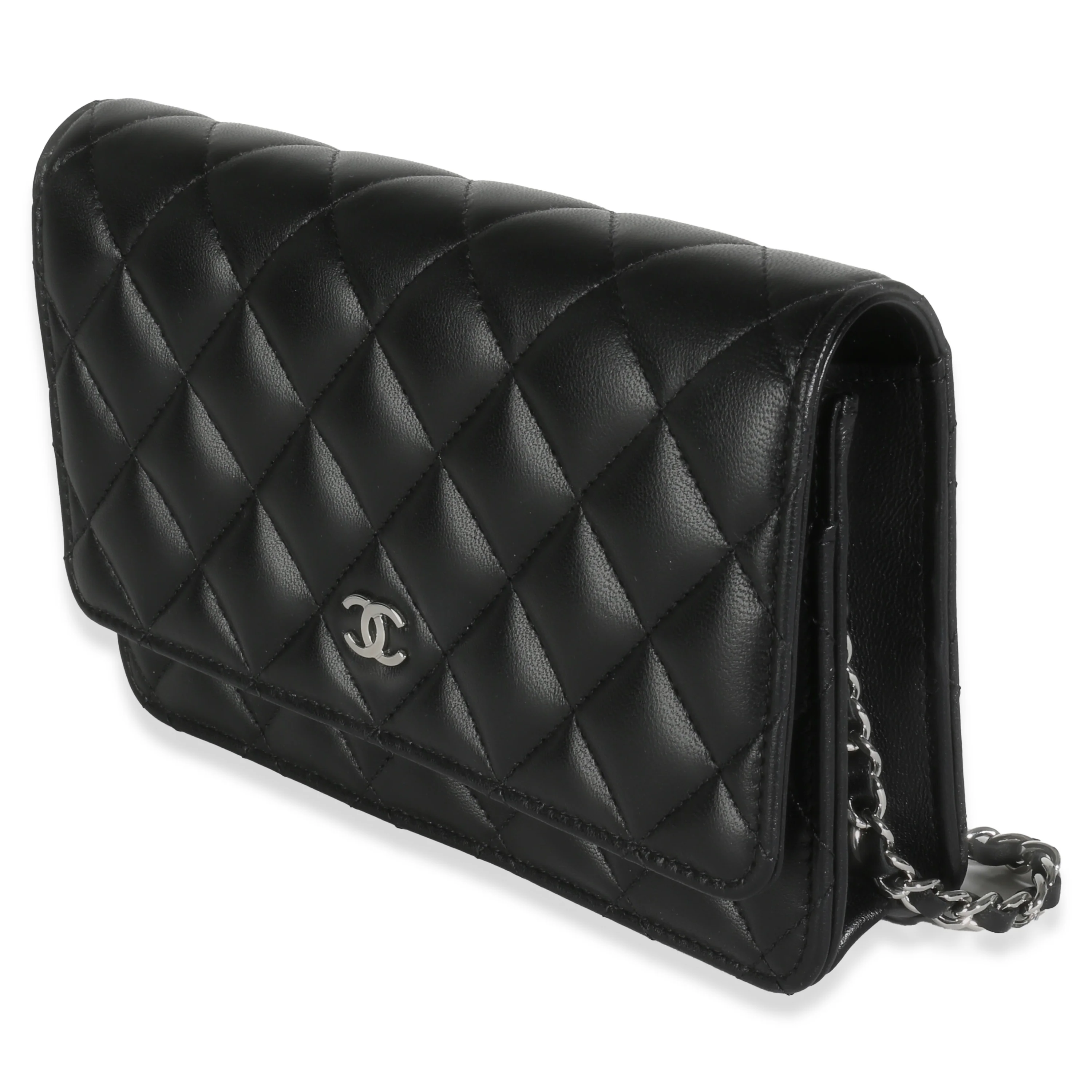 Black Quilted Lambskin Classic Wallet On Chain - Image 2