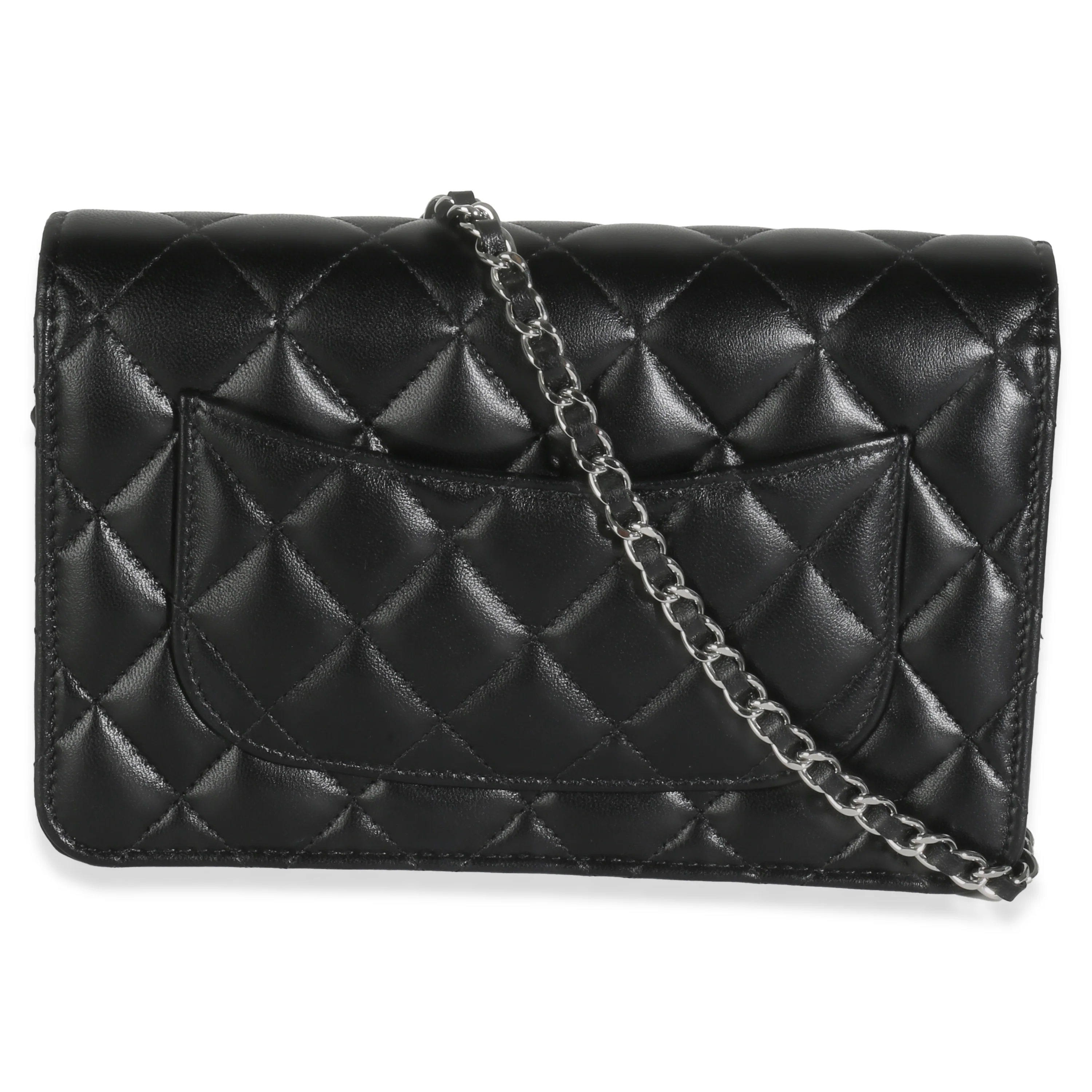Black Quilted Lambskin Classic Wallet On Chain - Image 4