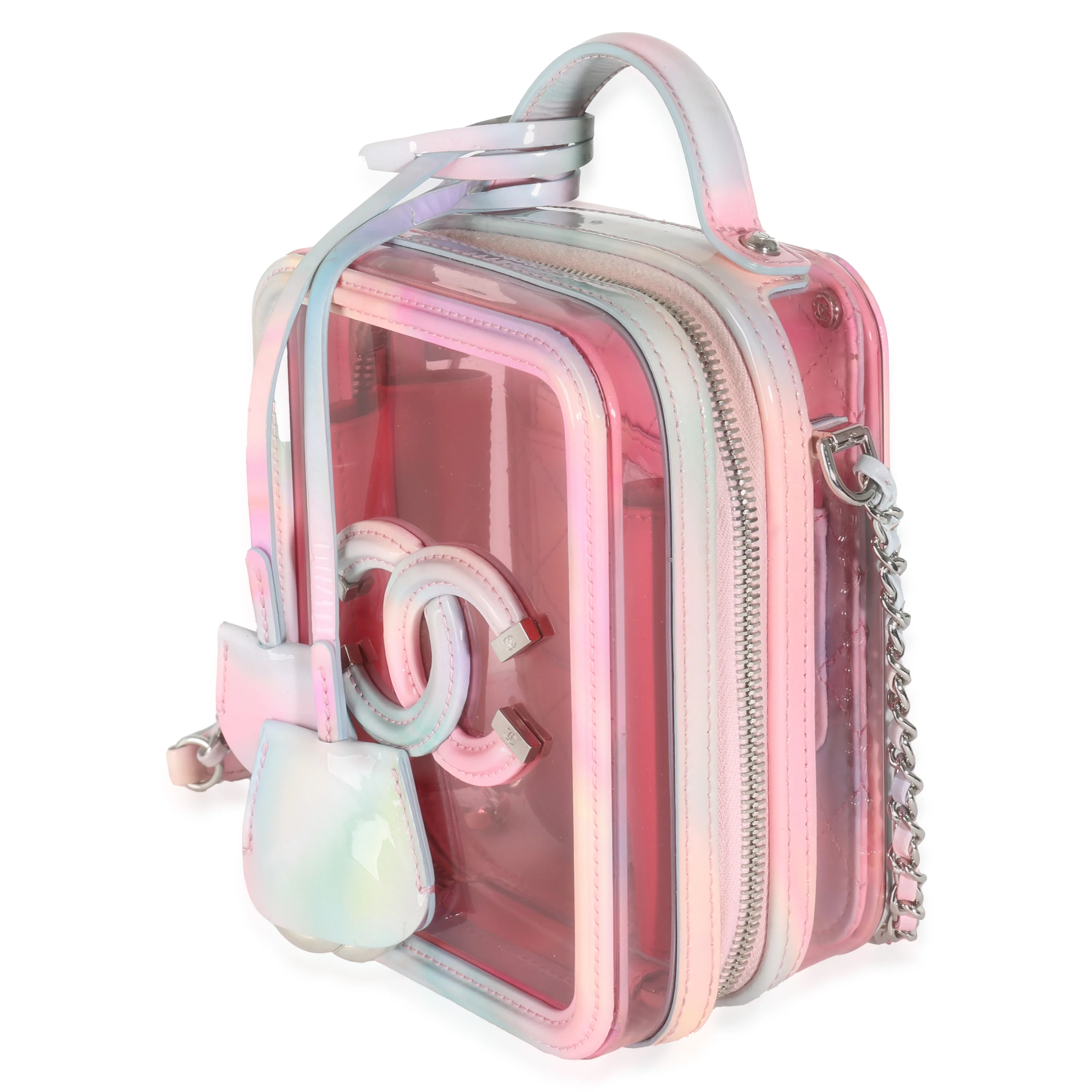 Pink PVC Patent CC North South Filigree Vanity Case - Image 2