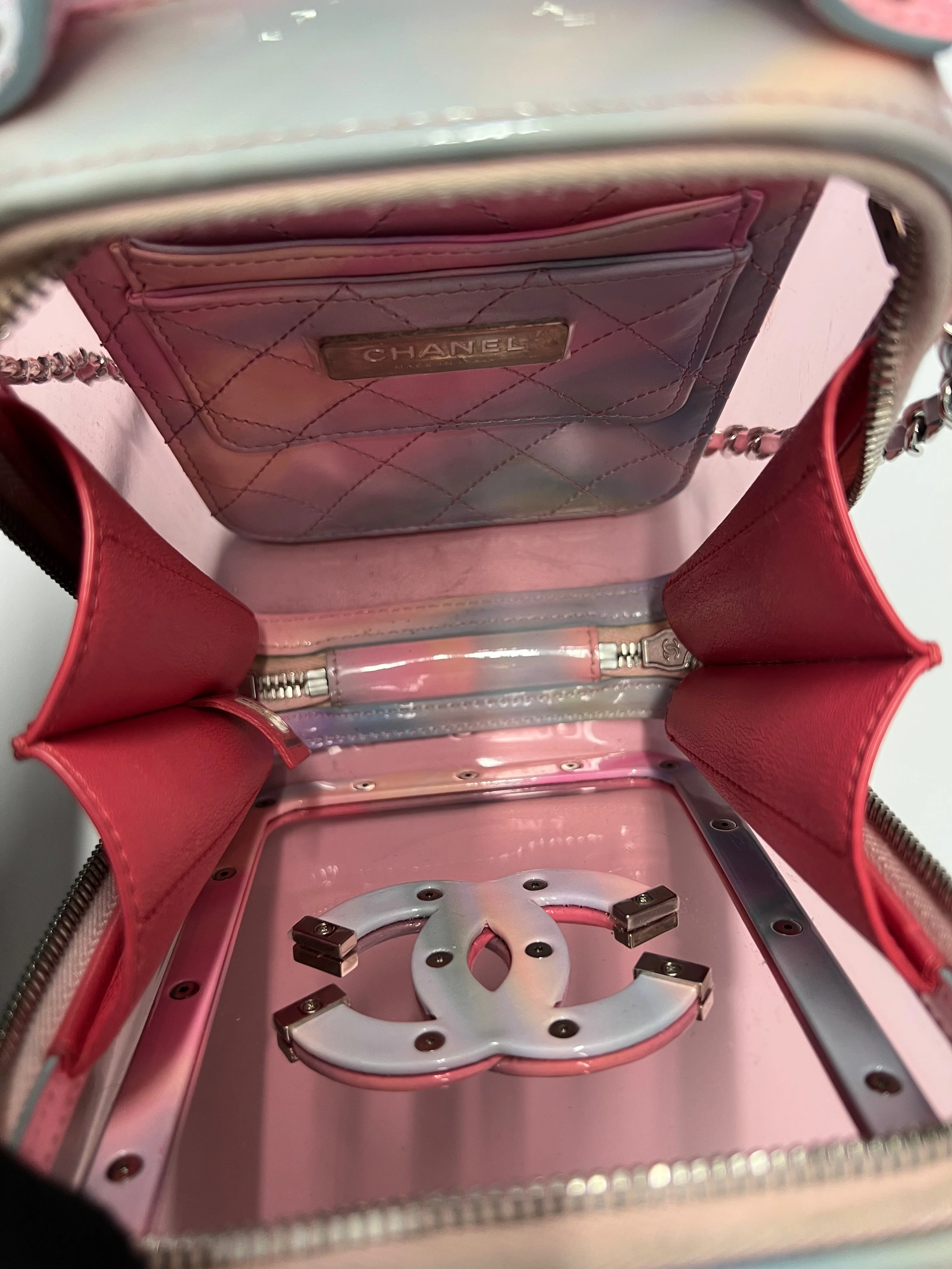Pink PVC Patent CC North South Filigree Vanity Case - Image 9