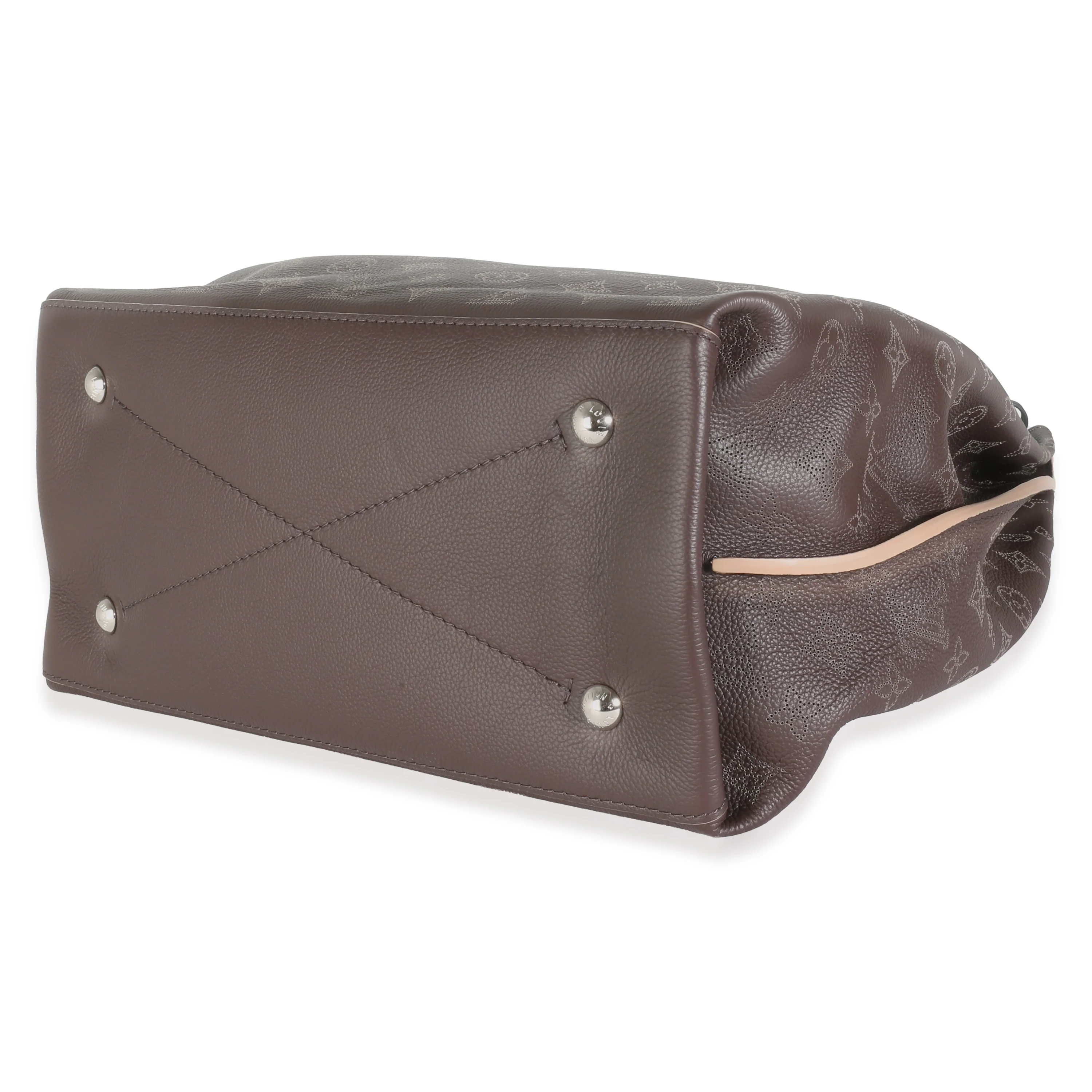 Chocolate Monogram Mahina Carmel Hobo - Image 7