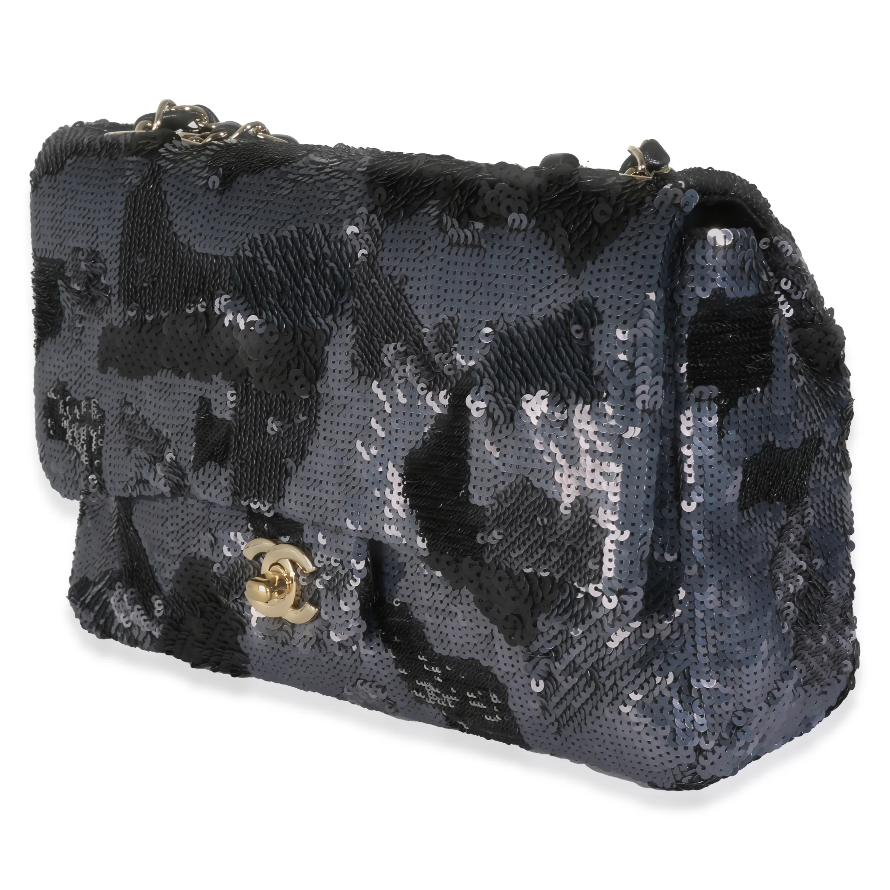 Black Navy Camo Sequin Medium Single Flap Bag - Image 2