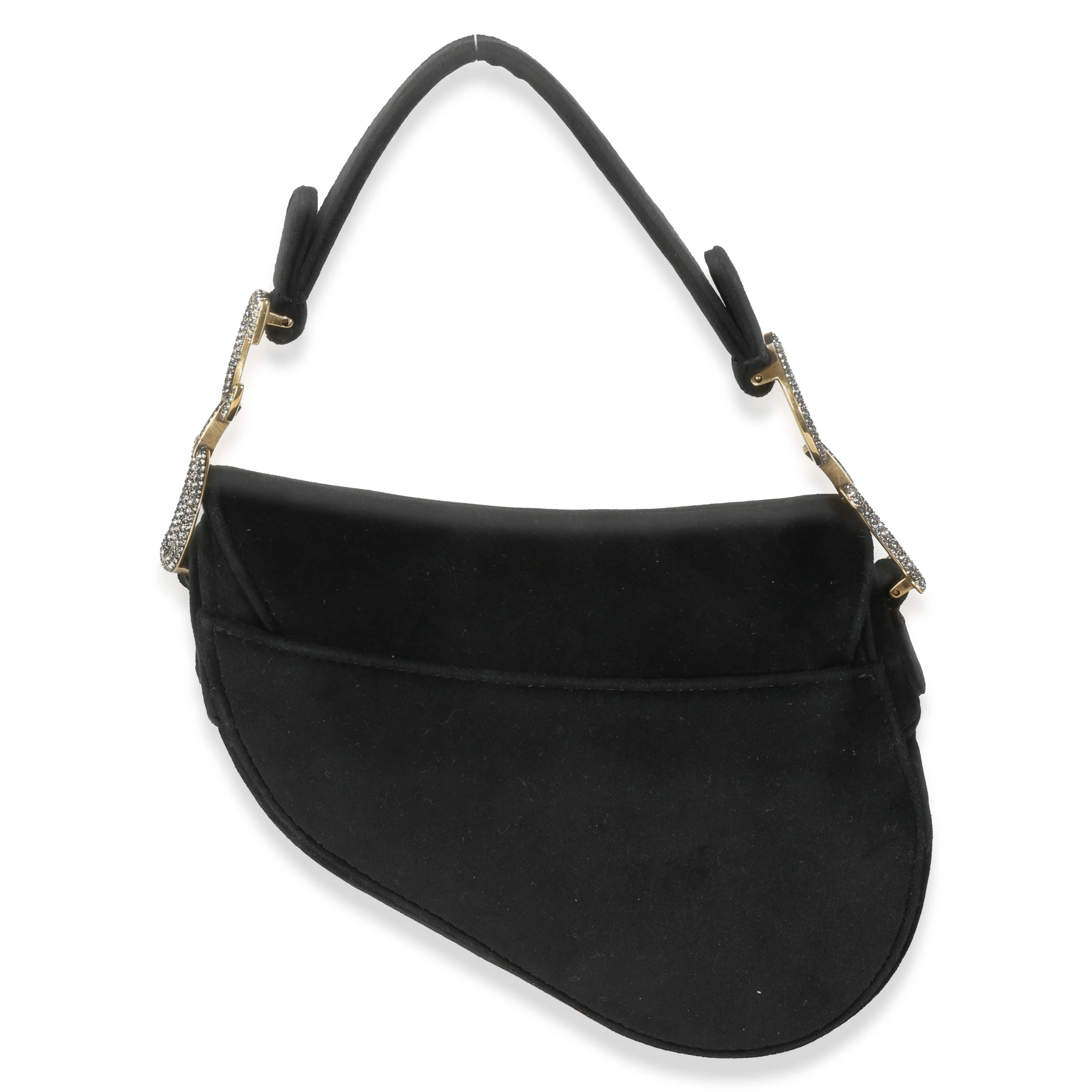Black Velvet Crystal Mini Saddle Bag - Image 4