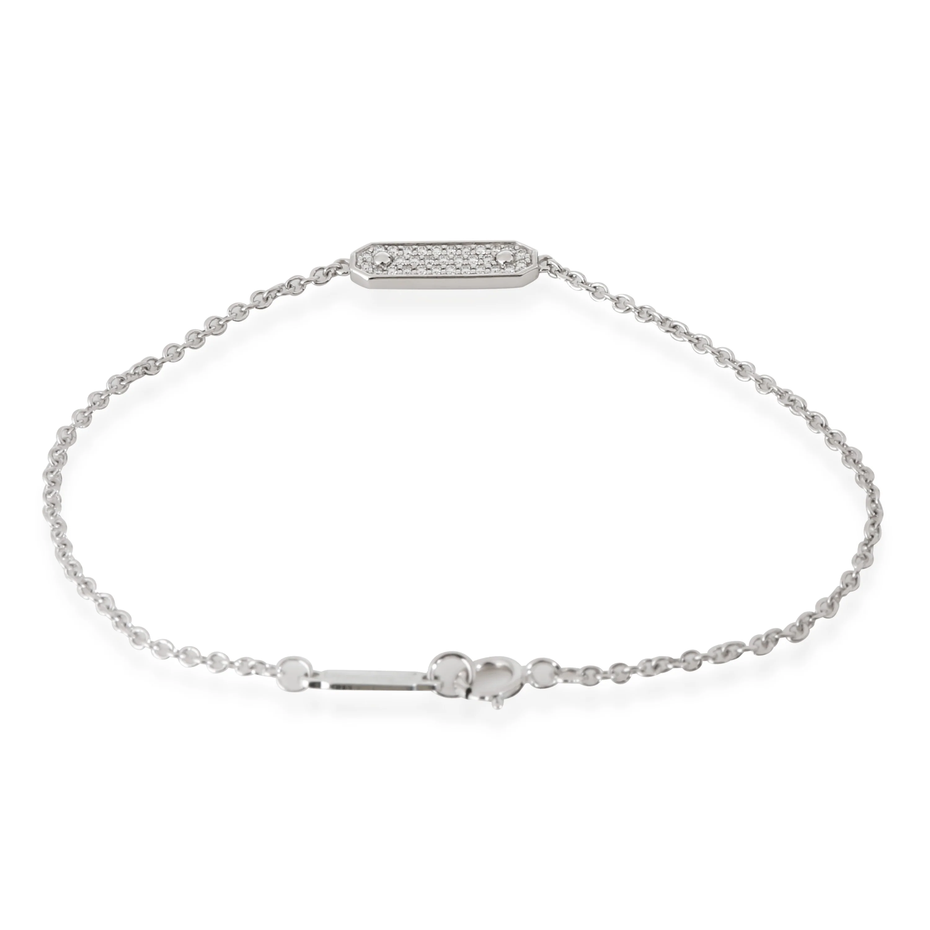 Diamond Tag Chain Bracelet in 18k White Gold 0.08 CTW - Image 4