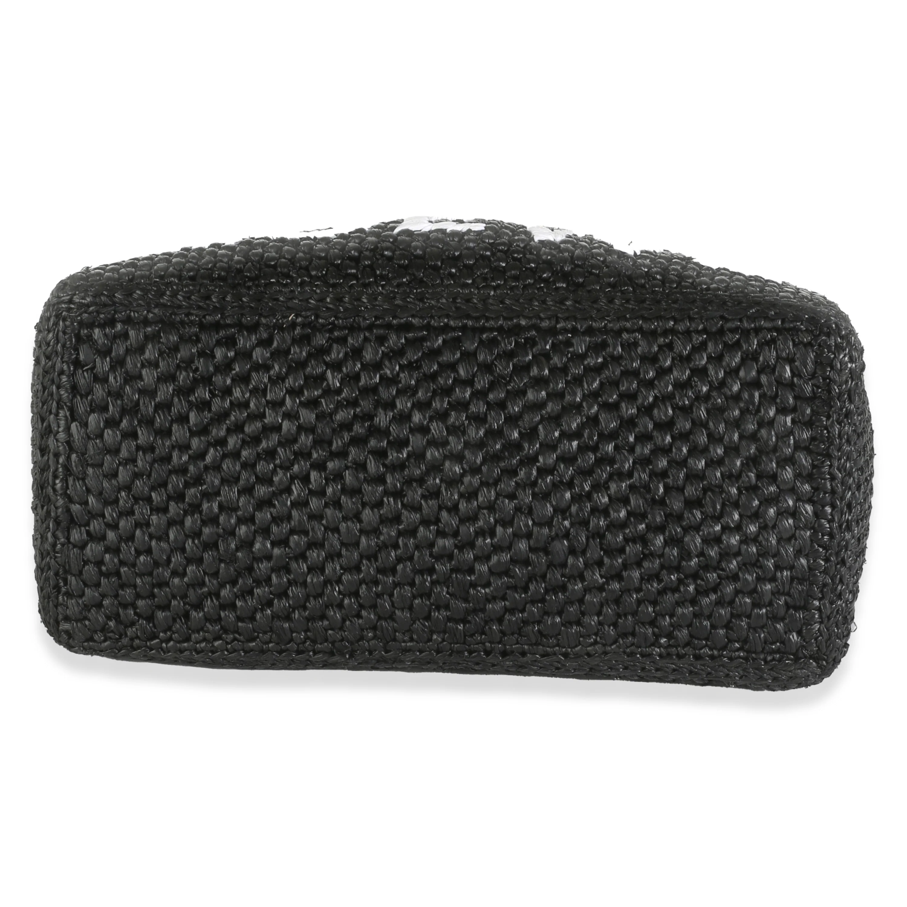 Black Raffia Blend Small Loewe Font Tote - Image 7