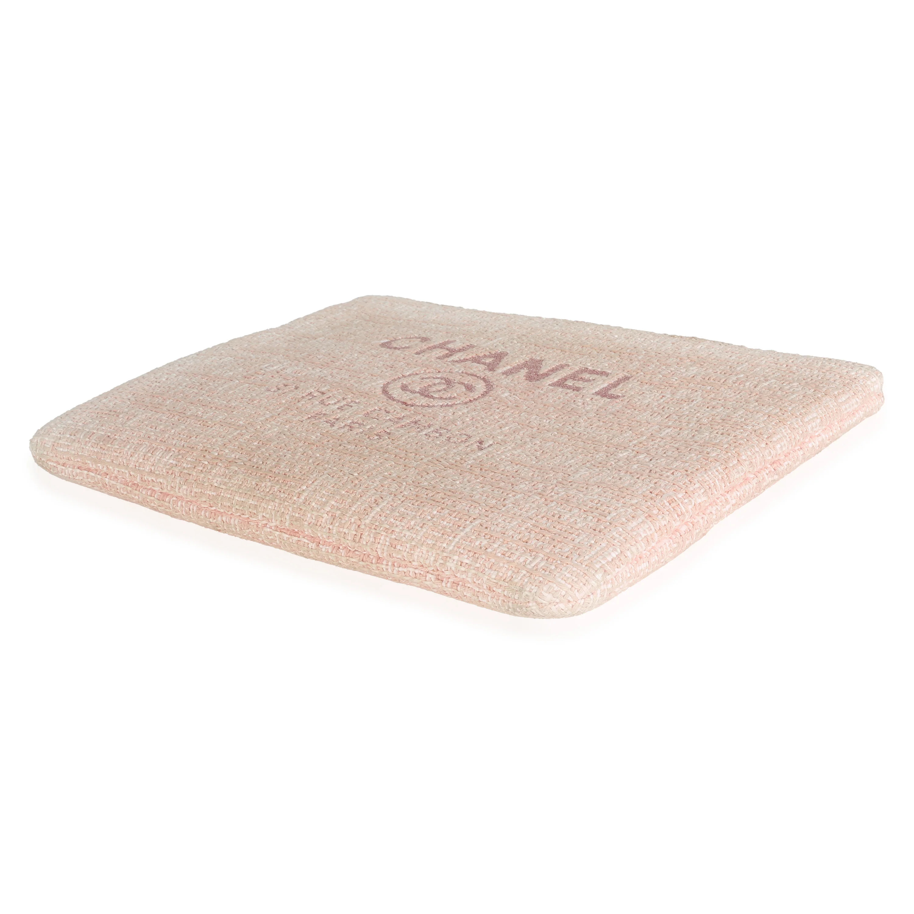 Pink Woven Straw Raffia Tweed Deauville Pouch - Image 7