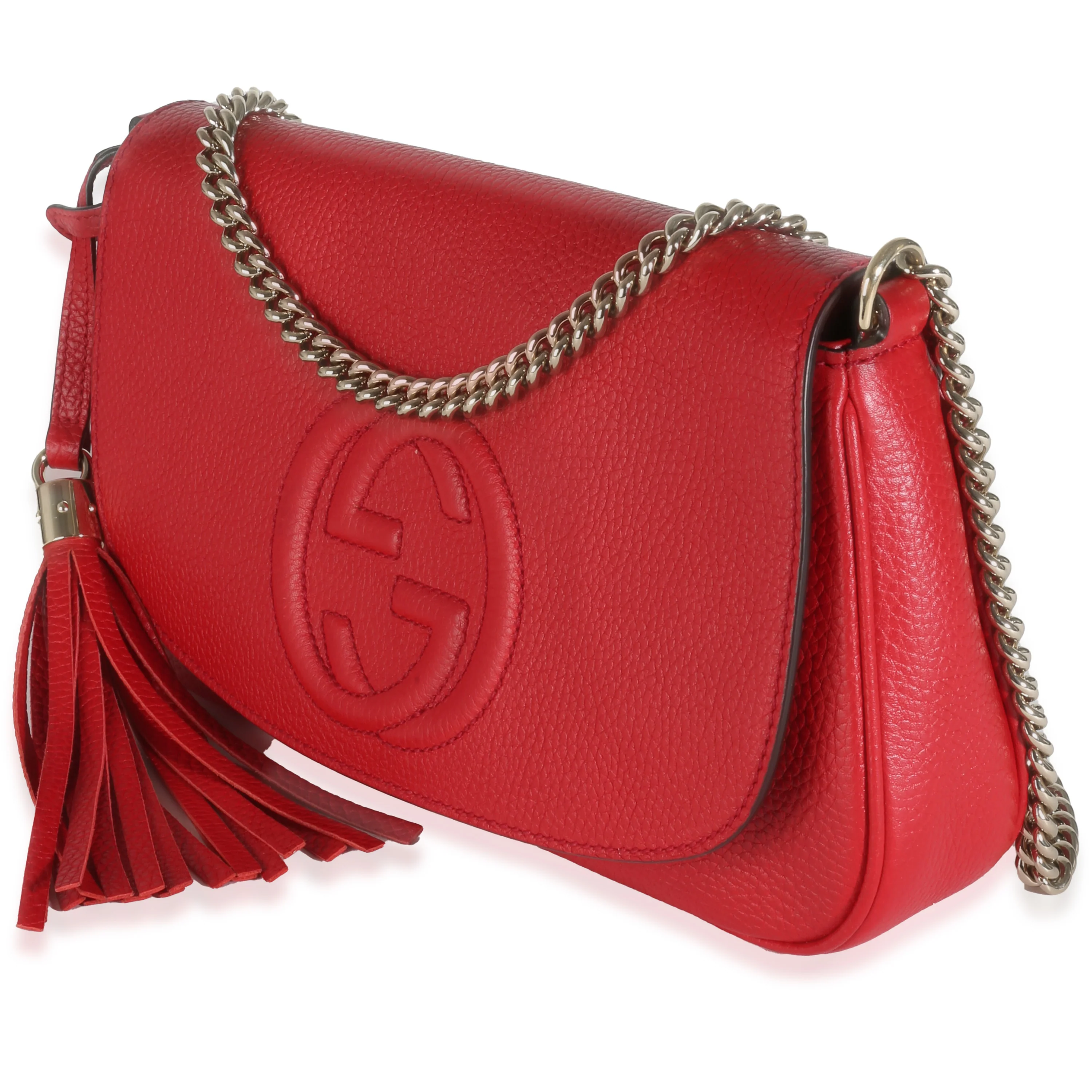 Red Pebbled Calfskin Medium Soho Crossbody Flap Bag - Image 2