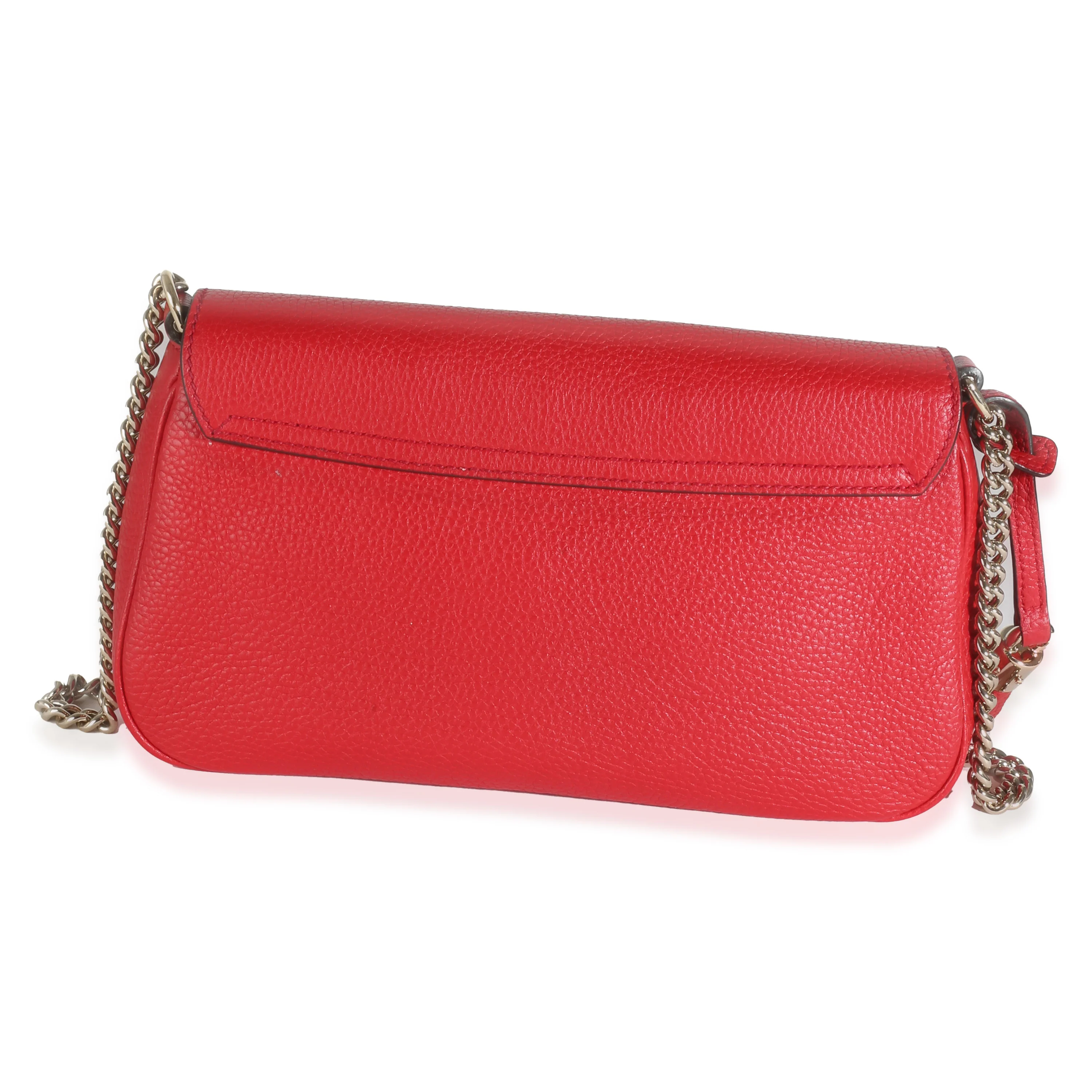 Red Pebbled Calfskin Medium Soho Crossbody Flap Bag - Image 4