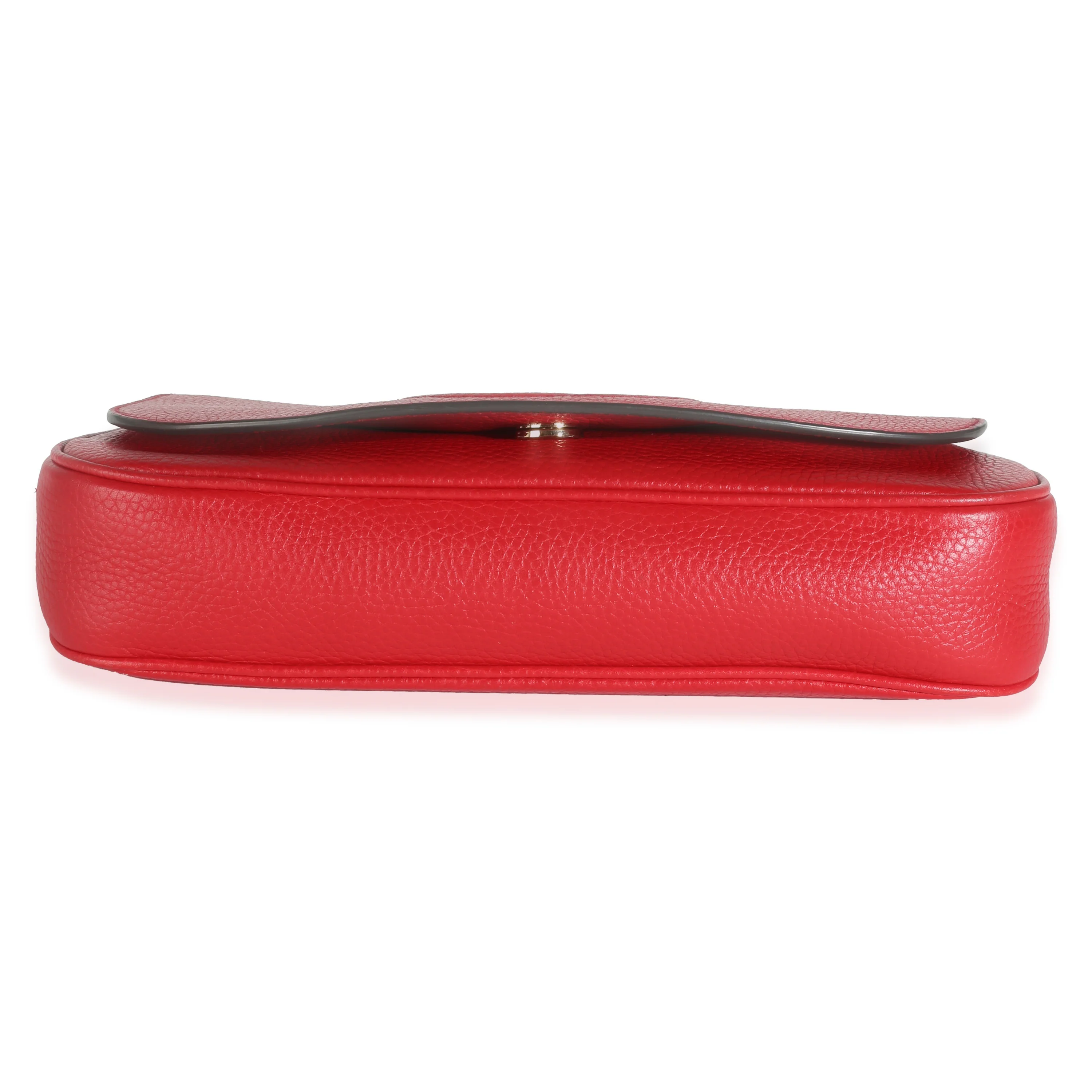 Red Pebbled Calfskin Medium Soho Crossbody Flap Bag - Image 5