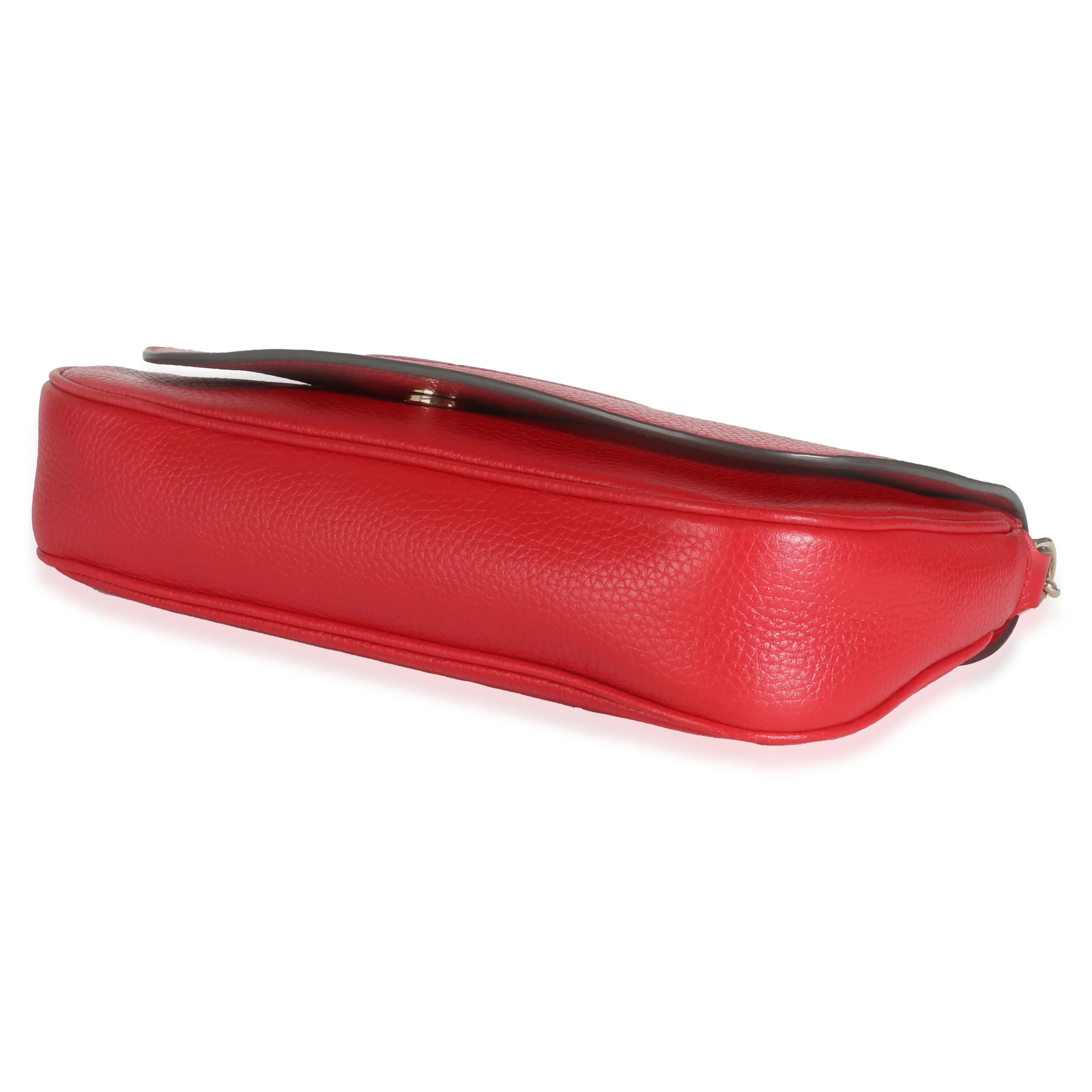 Red Pebbled Calfskin Medium Soho Crossbody Flap Bag - Image 7