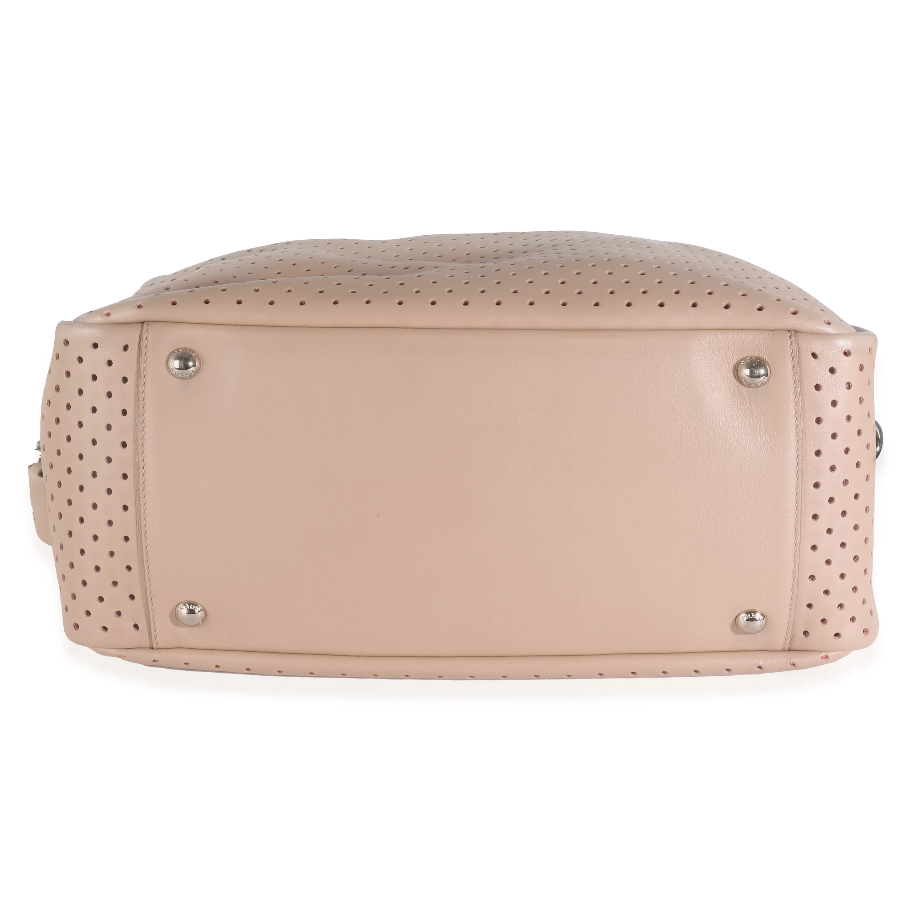 Beige Perforated Soft Calf Bauletto Bag - Image 5