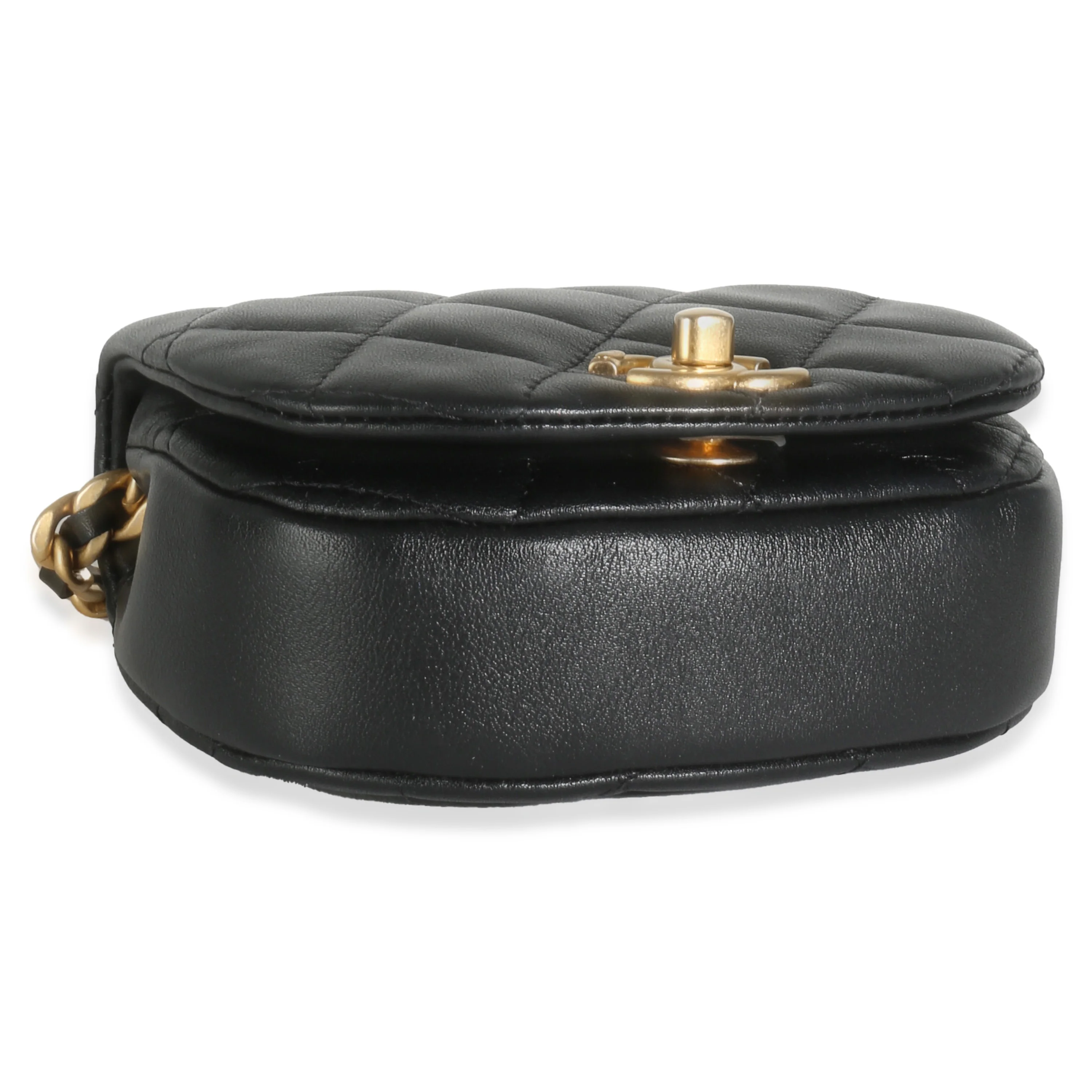 Black Quilted Lambskin Mini Coco Mail Clutch With Chain - Image 6