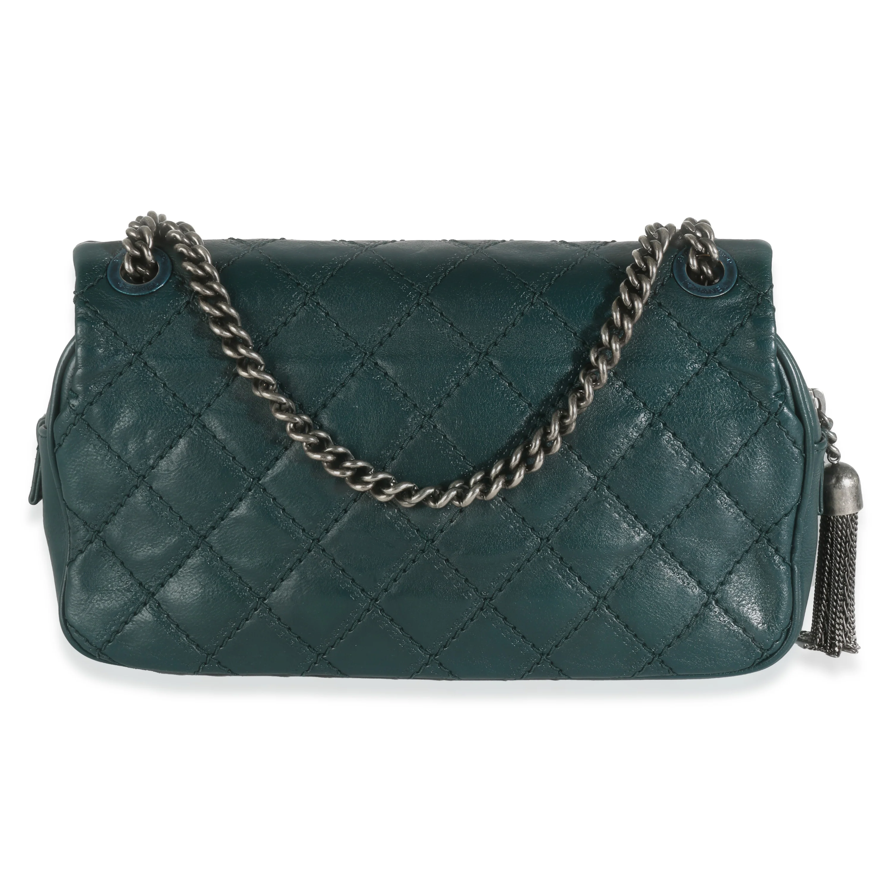 Dark Green Quilted Calfskin Paris Edinburgh Medium Coco Sporran Flap Bag - Image 4