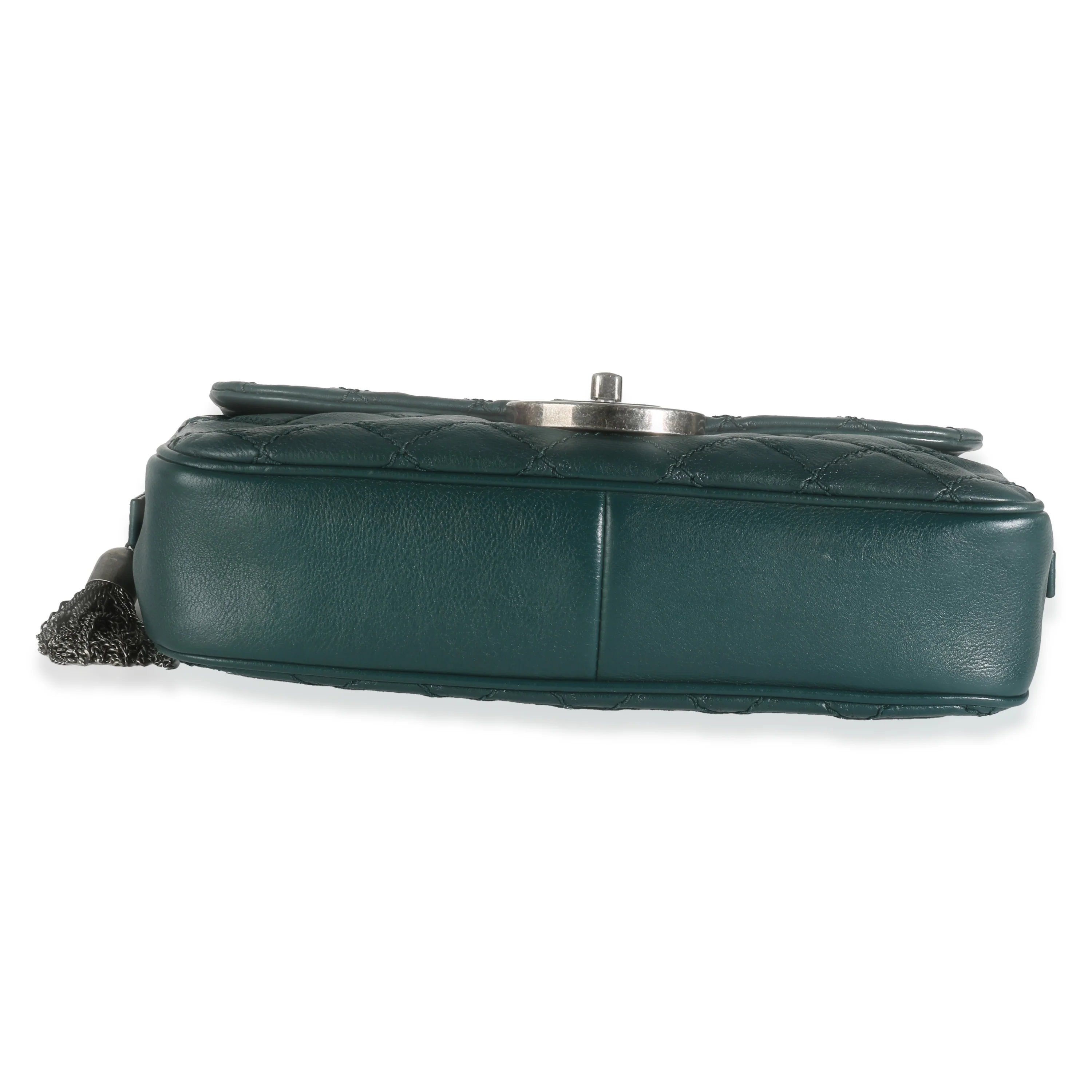 Dark Green Quilted Calfskin Paris Edinburgh Medium Coco Sporran Flap Bag - Image 5