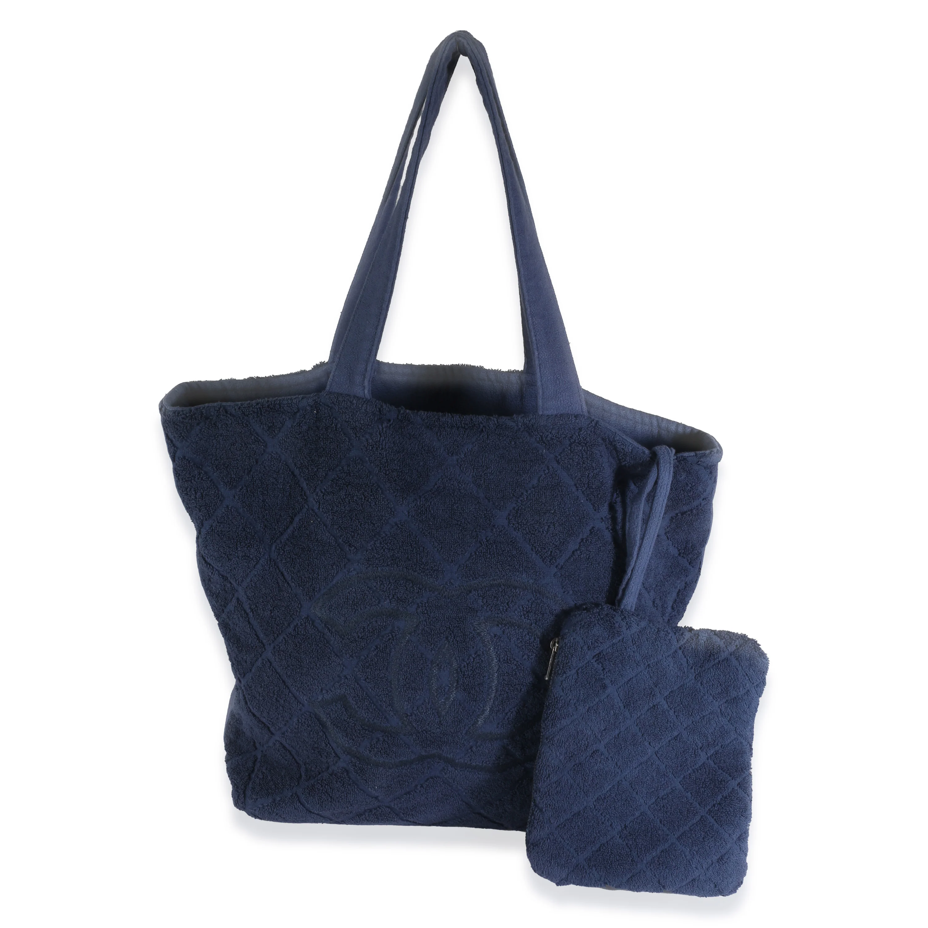 Navy Quilted Terry Cloth CC Tote - Image 2