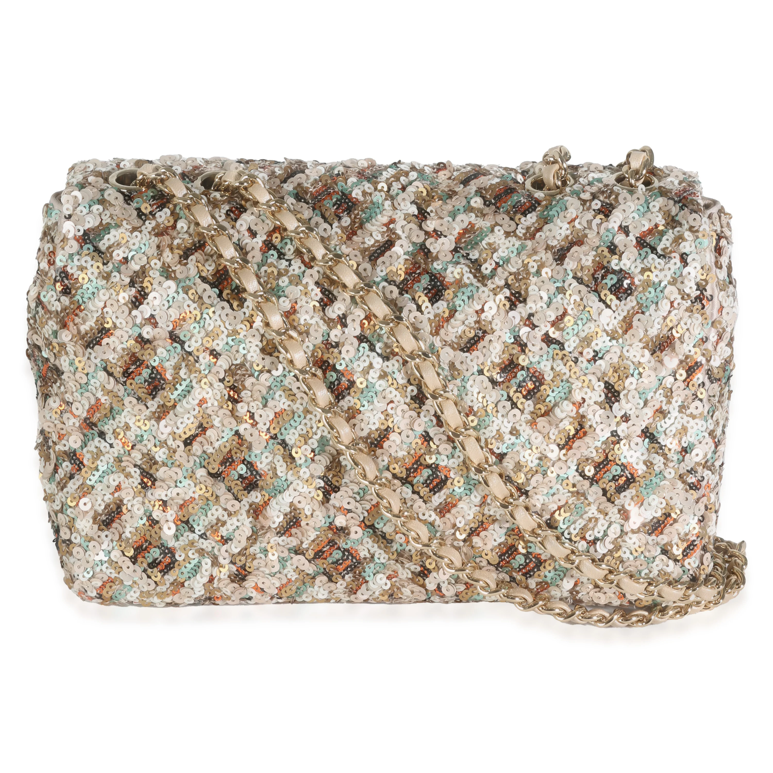 Gold Multicolour Sequin Small Single Flap Bag - Image 4