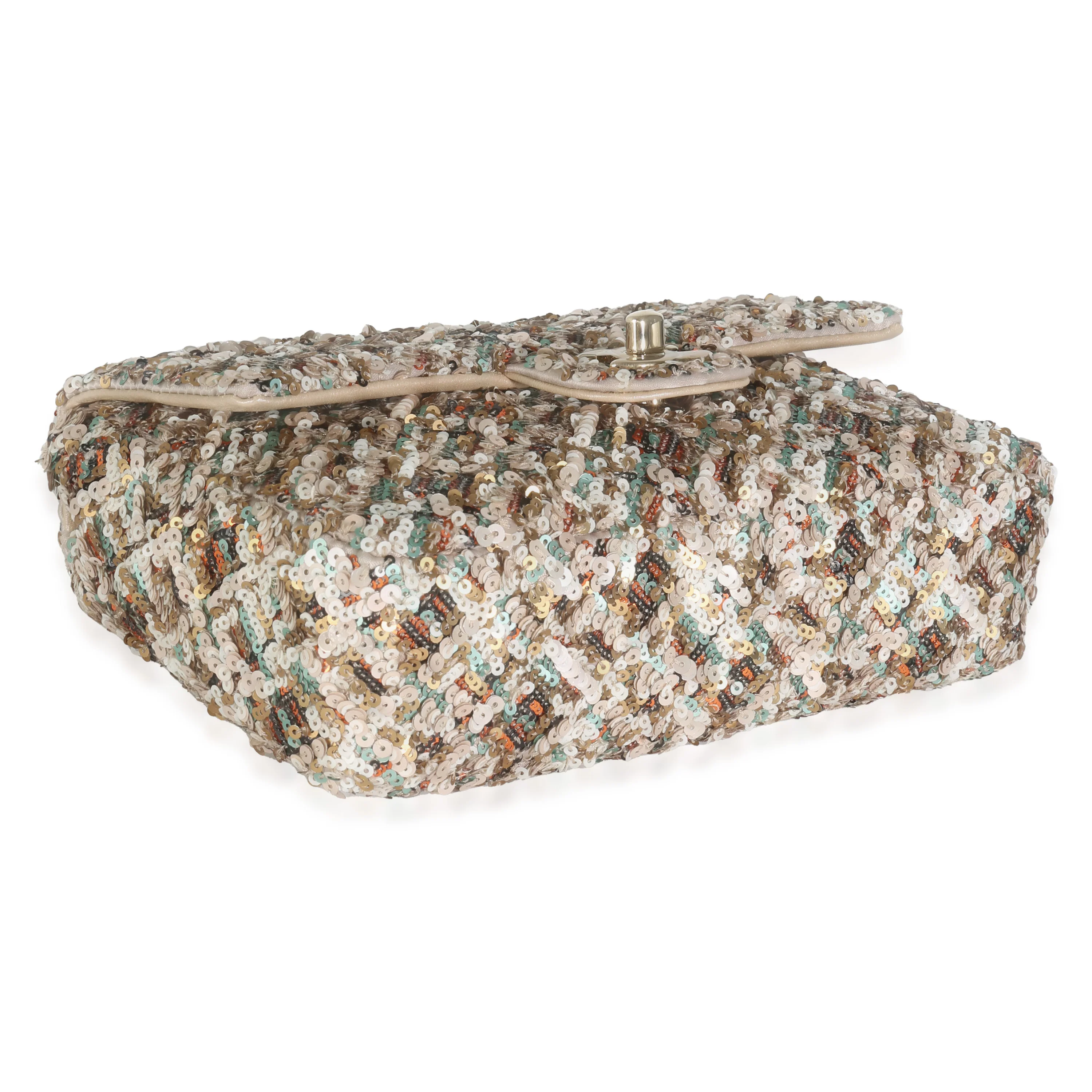 Gold Multicolour Sequin Small Single Flap Bag - Image 6