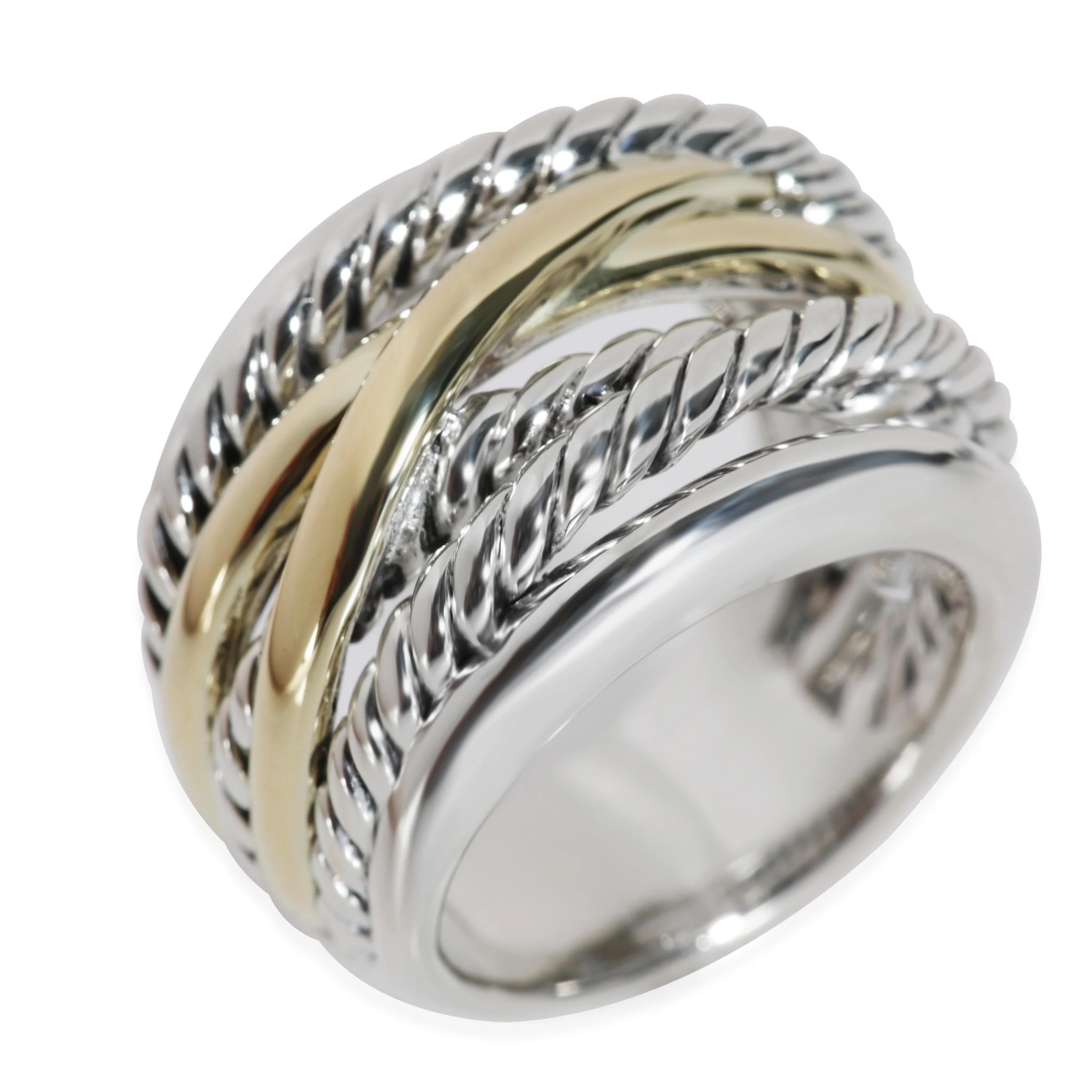 Crossover Ring in 14k Yellow Gold/Sterling Silver - Image 3
