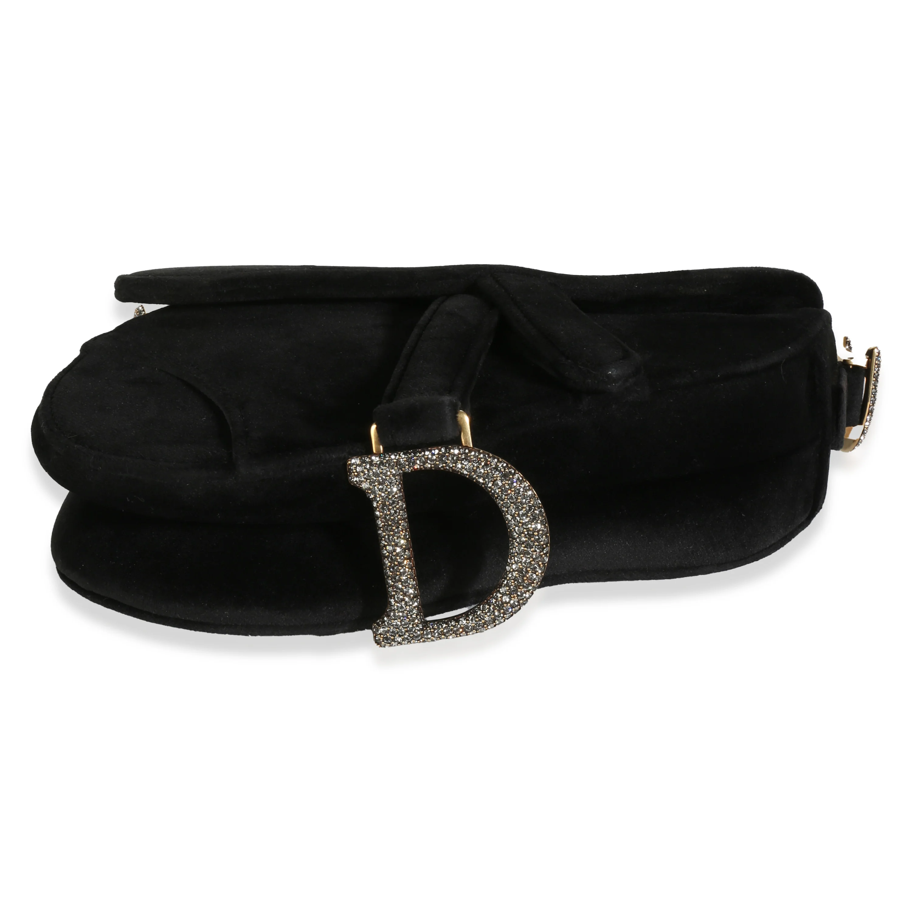Black Velvet Crystal Mini Saddle Bag - Image 5