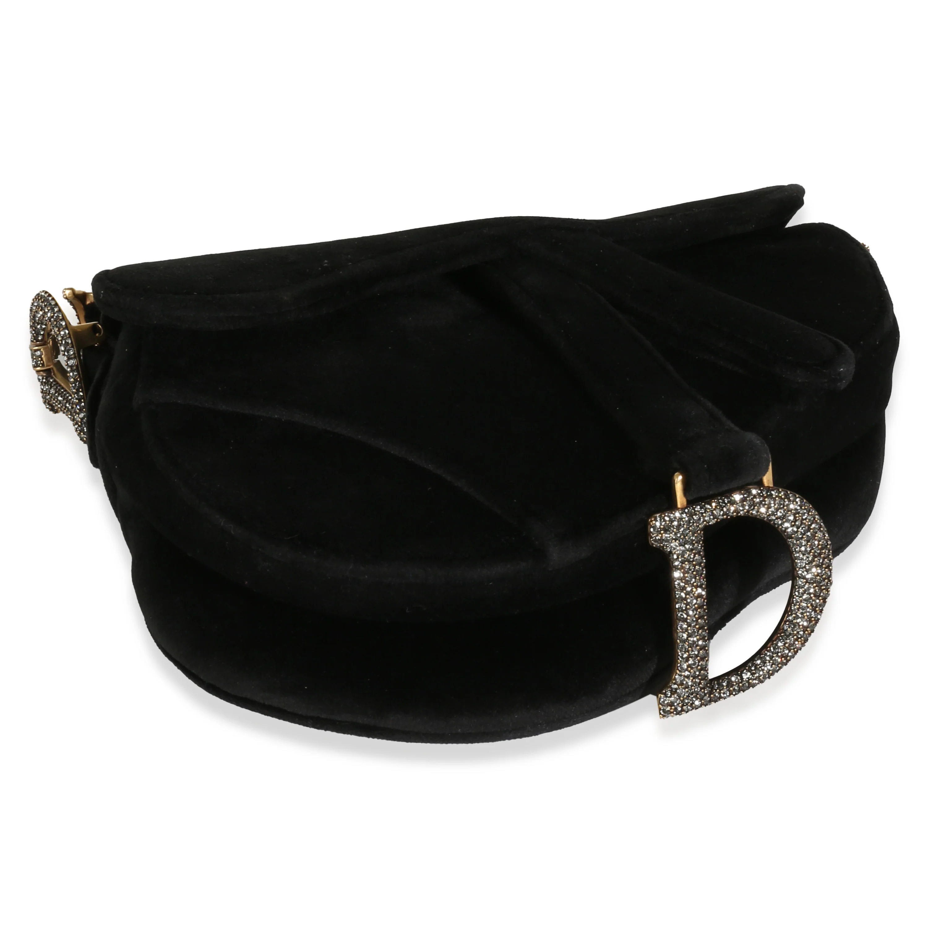 Black Velvet Crystal Mini Saddle Bag - Image 6