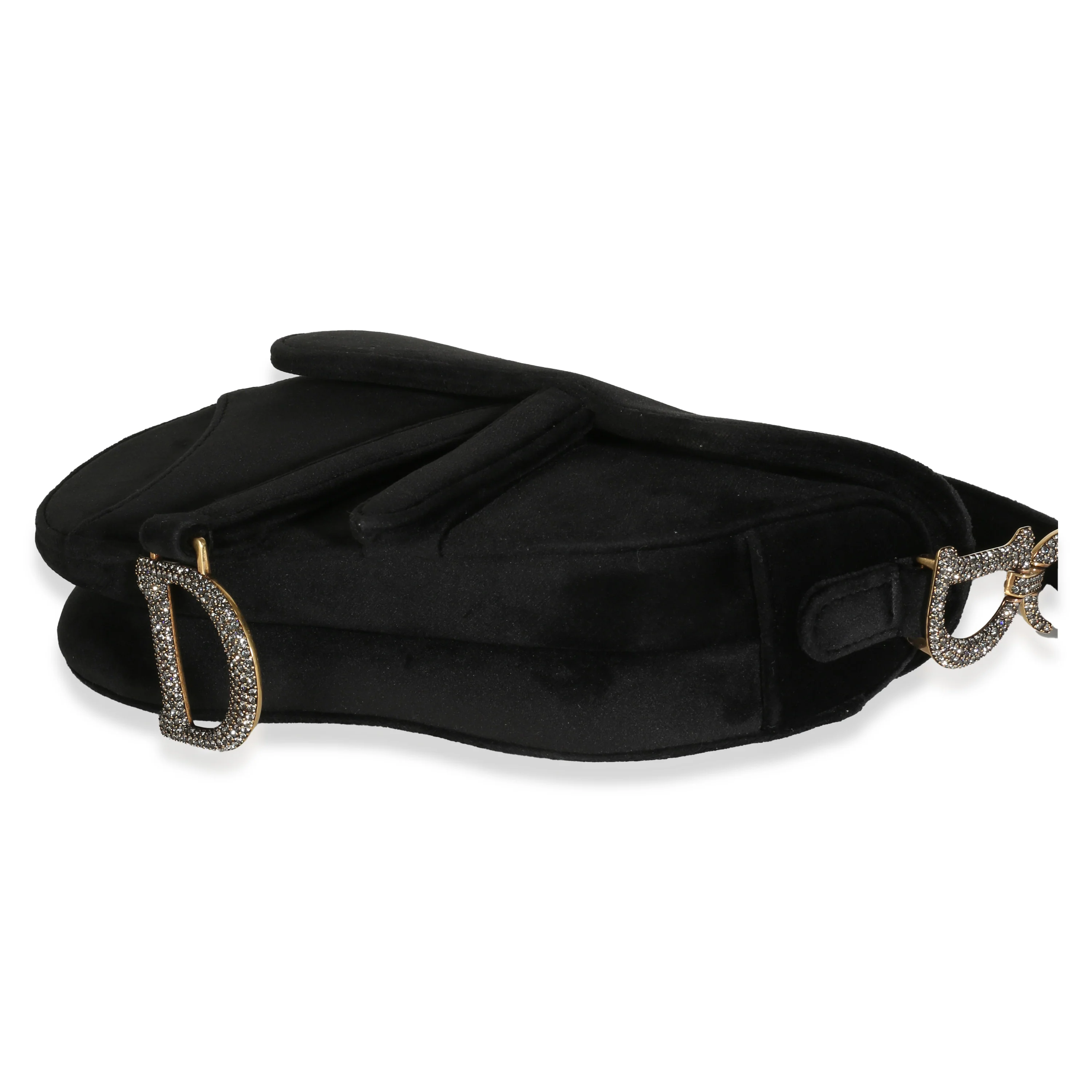 Black Velvet Crystal Mini Saddle Bag - Image 7