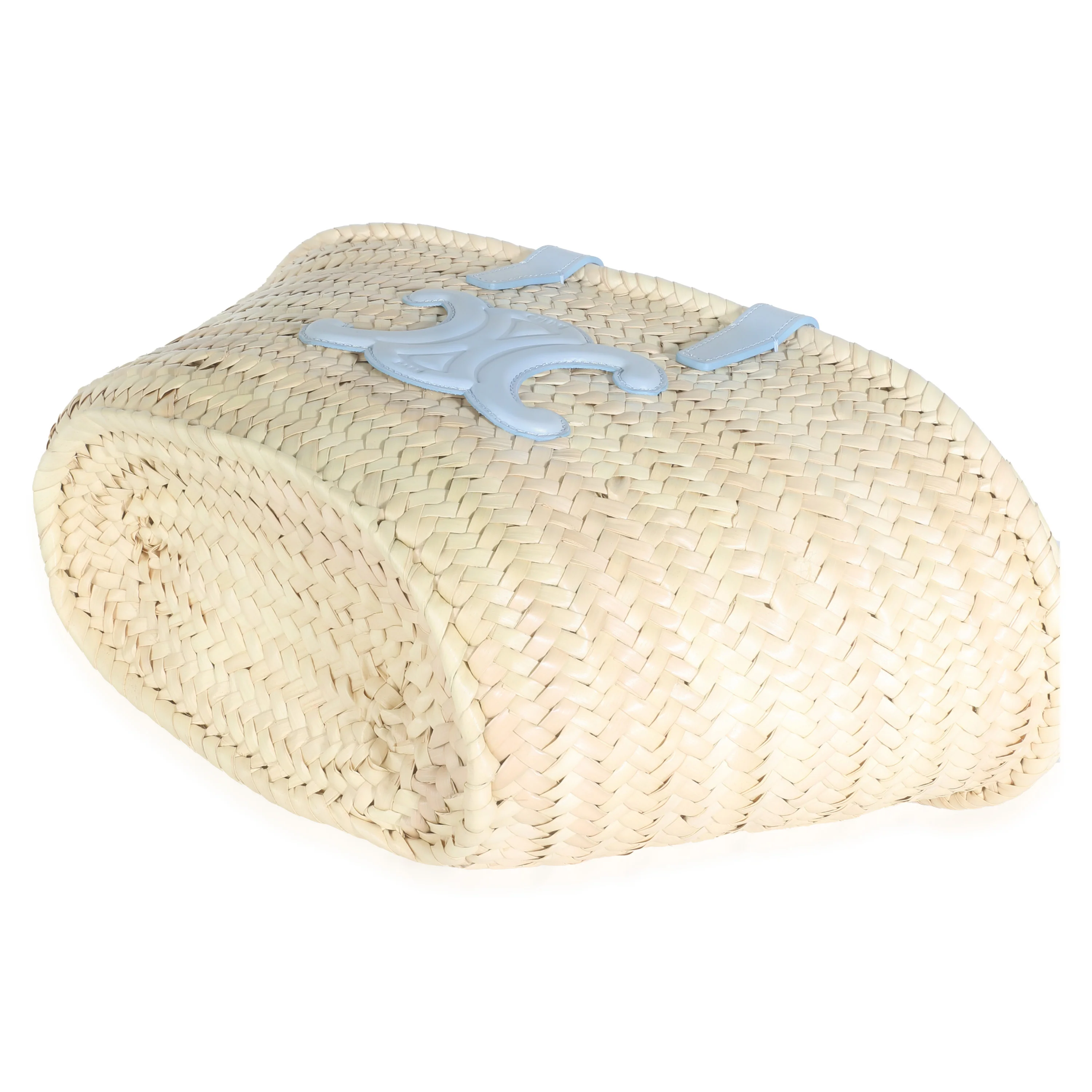 Blue Beige Raffia Teen Triomphe Panier Basket Bag - Image 6