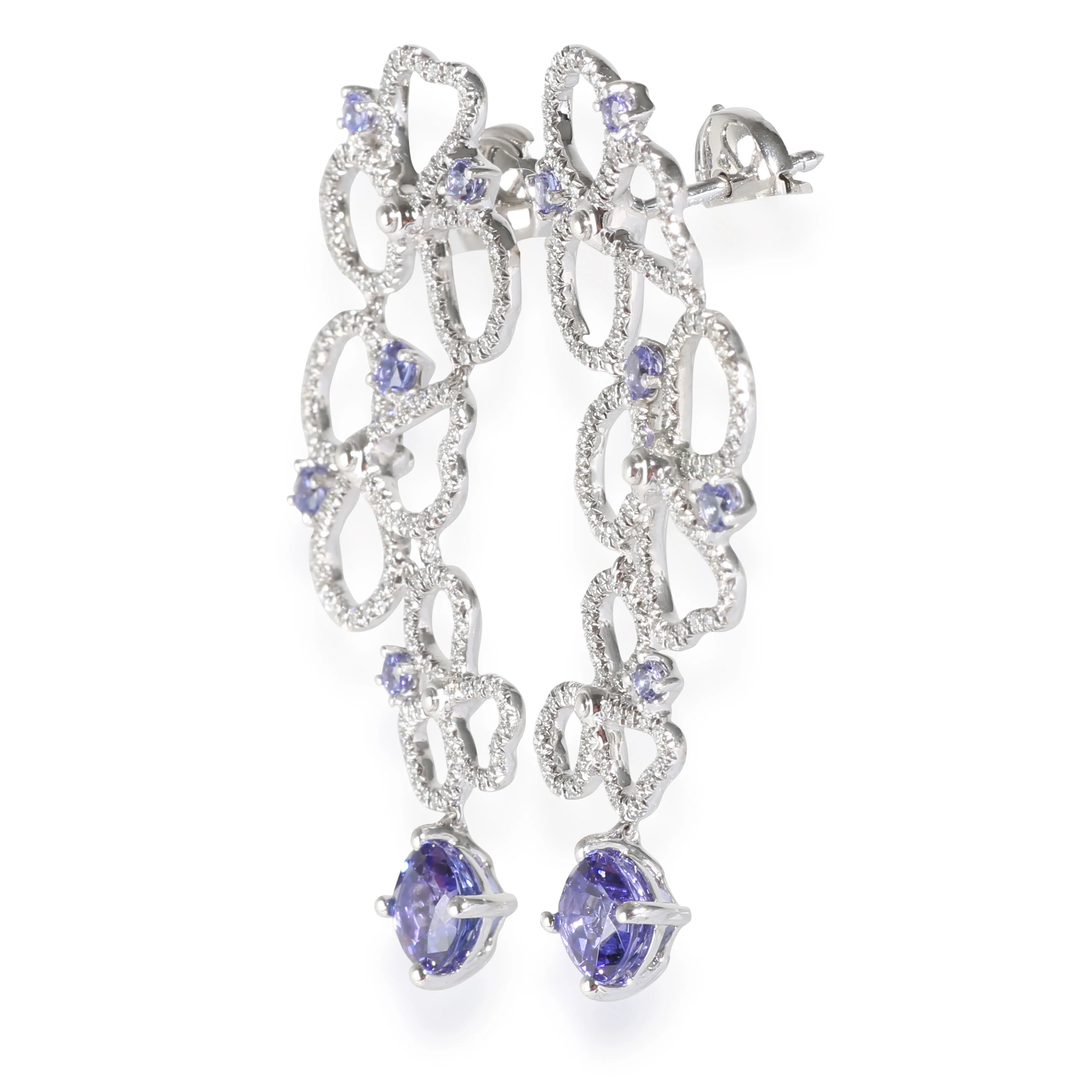 Paper Flowers Tanzanite Earrings in 18k White Gold 0.56 CTW - Image 2