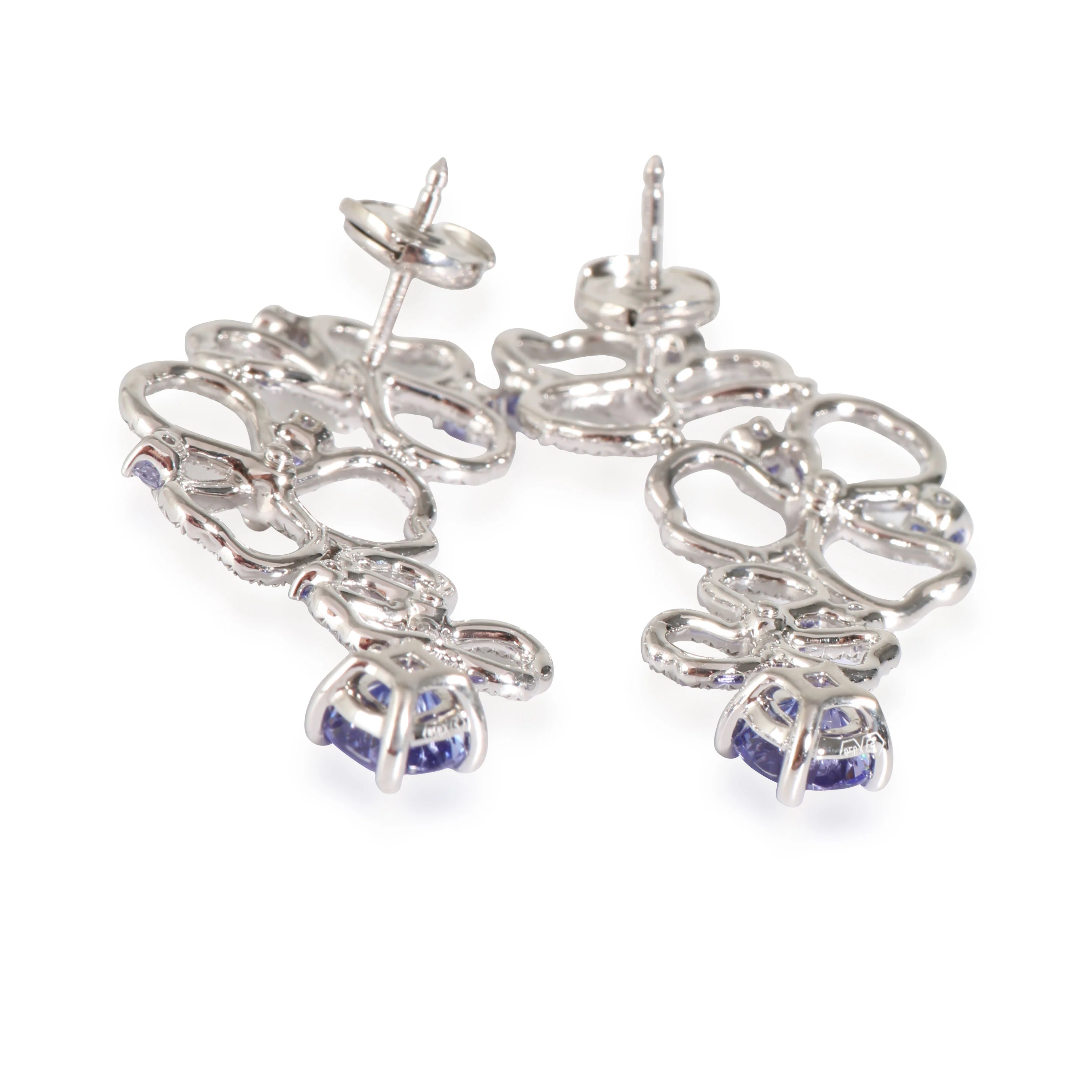 Paper Flowers Tanzanite Earrings in 18k White Gold 0.56 CTW - Image 3