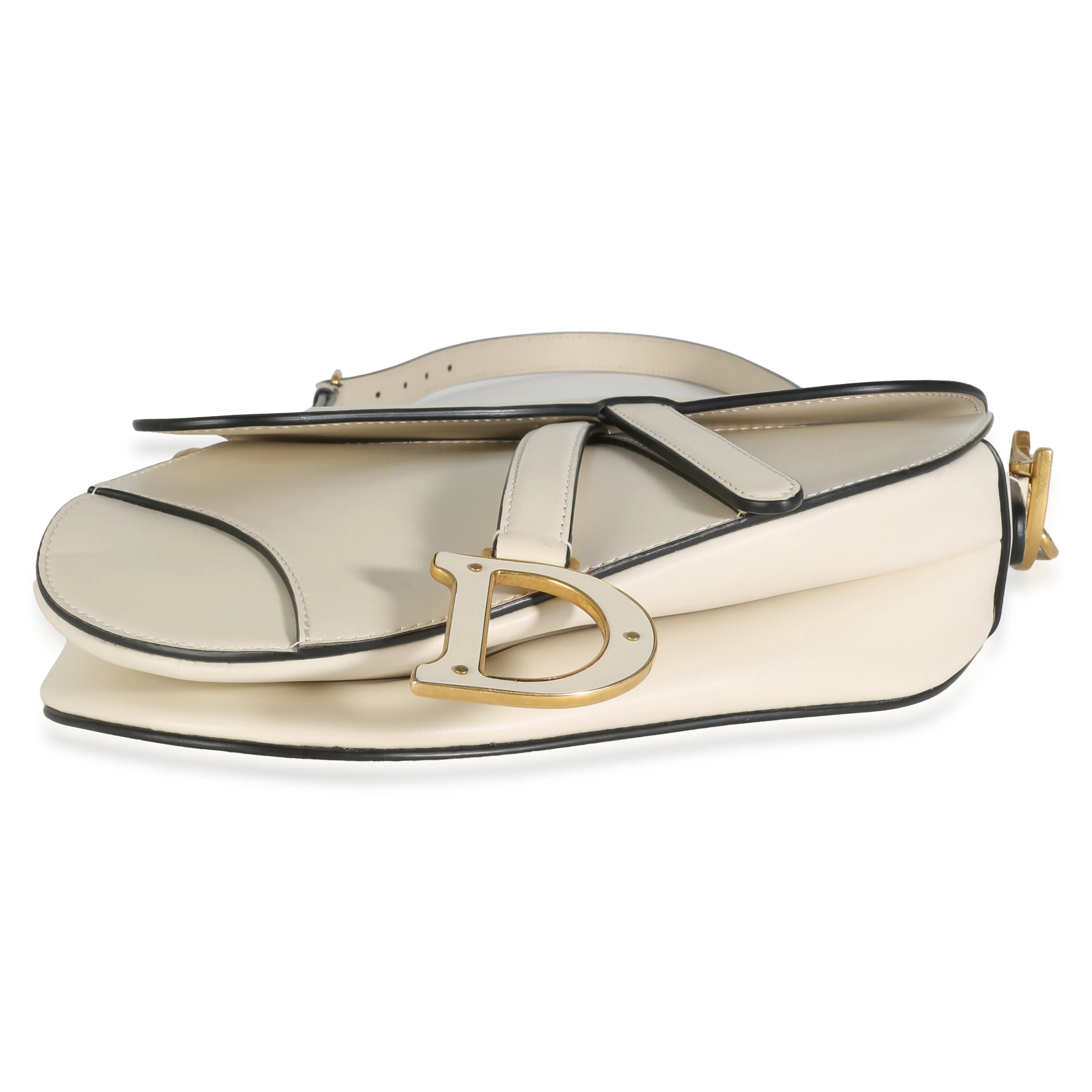 Ivory Calfskin Medium Saddle Bag - Image 6