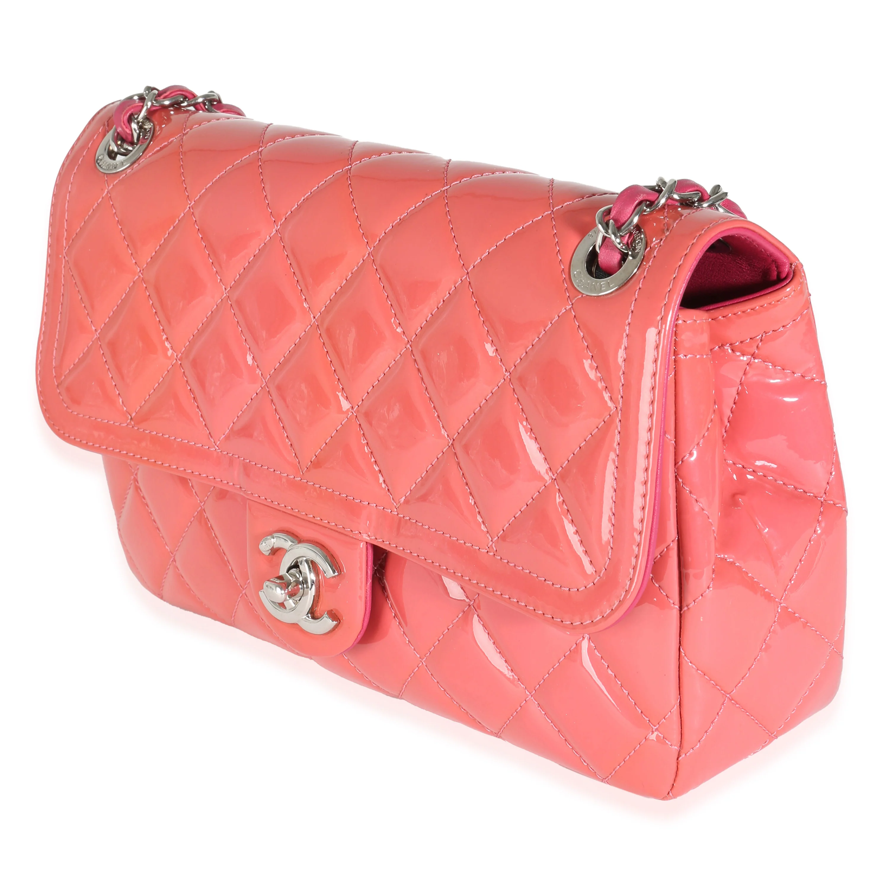 Pink Quilted Patent Medium Coco Shine Flap Bag - Image 2