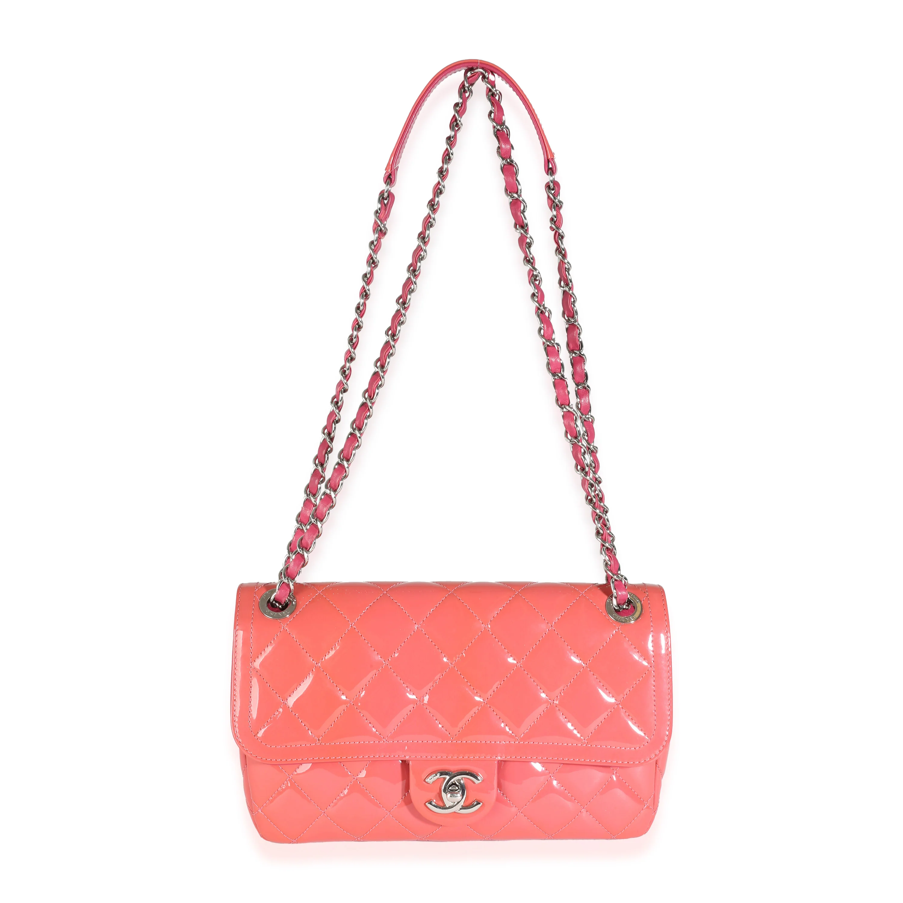 Pink Quilted Patent Medium Coco Shine Flap Bag - Image 8