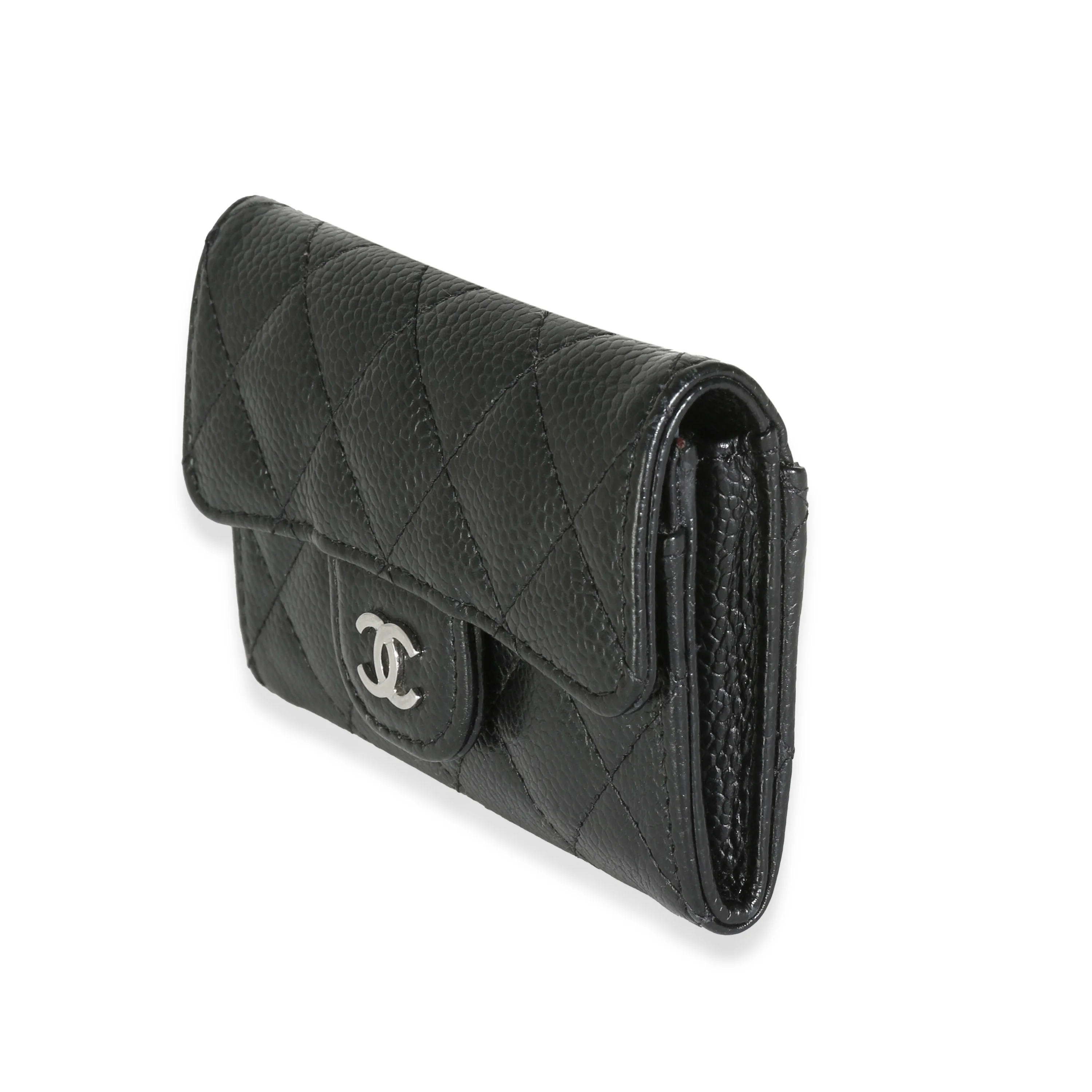 Black Quilted Caviar Classic Card Holder - Image 5