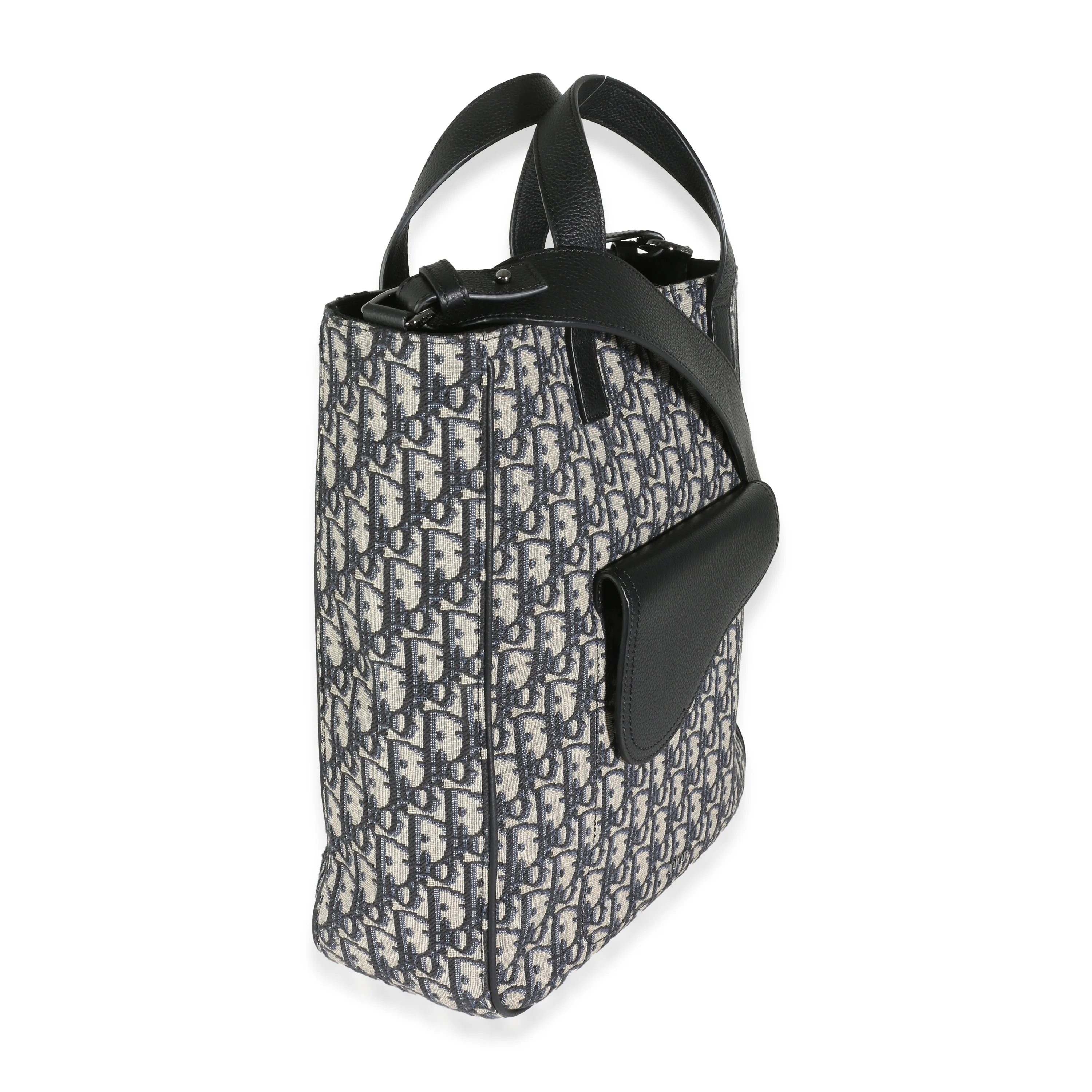 Dior Navy Oblique Jacquard Saddle Tote - Image 4