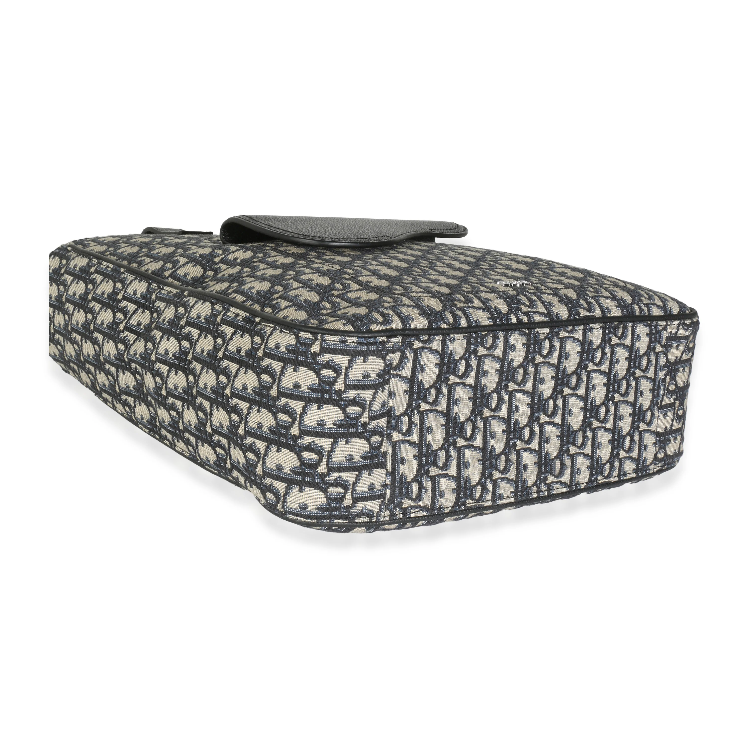 Dior Navy Oblique Jacquard Saddle Tote - Image 8