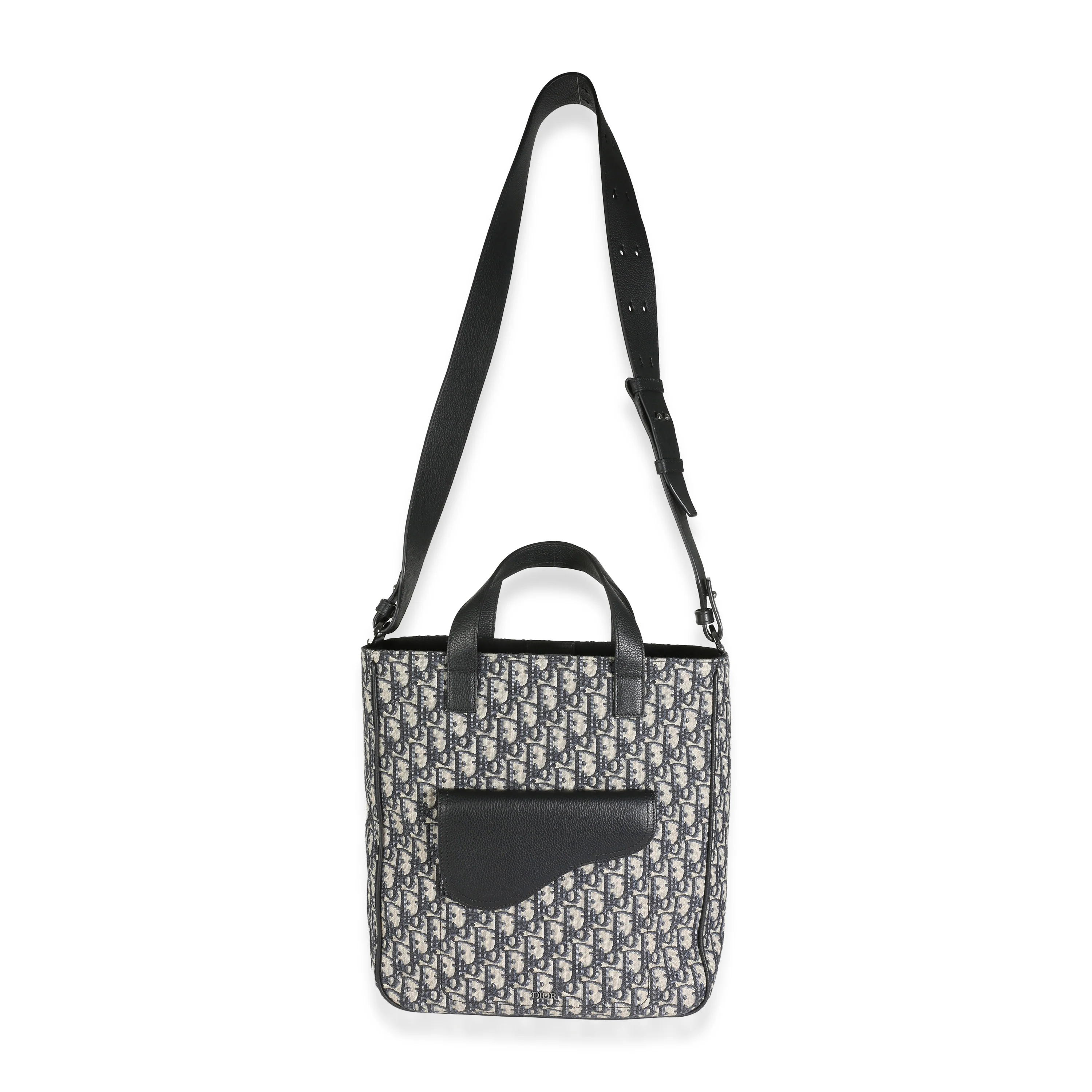 Dior Navy Oblique Jacquard Saddle Tote - Image 9