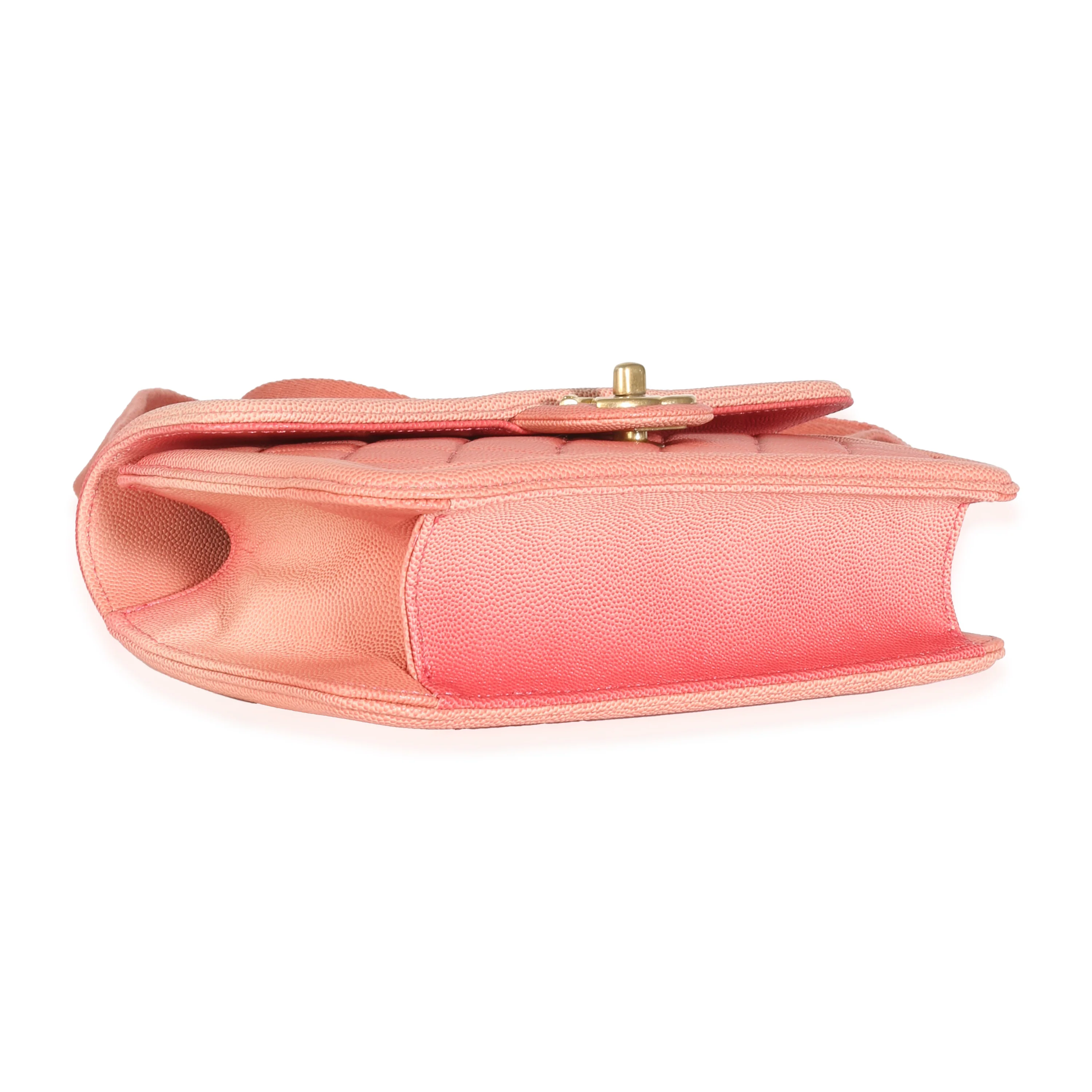 Coral Ombre Quilted Caviar Small Sunset By The Sea Flap Handbag - Image 6