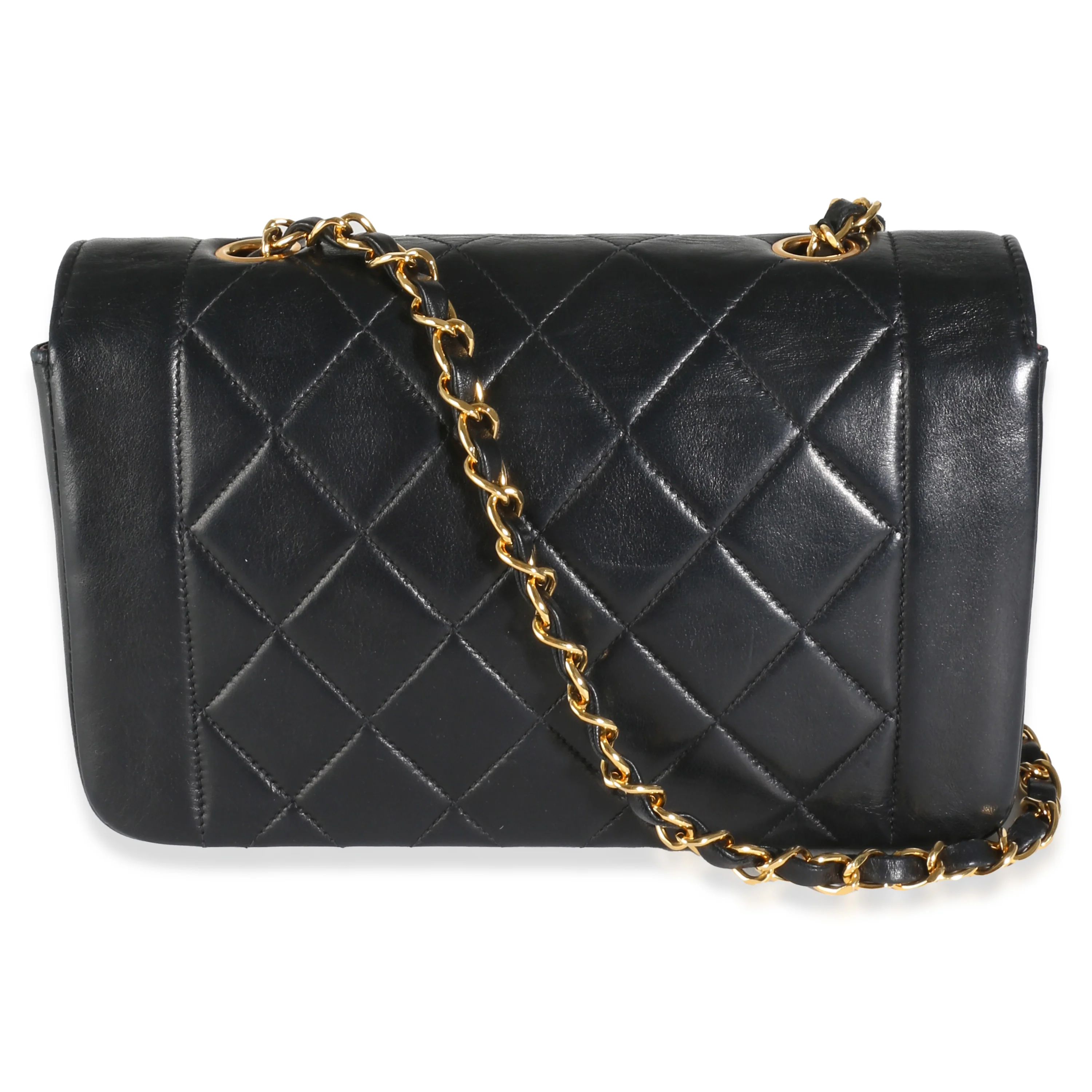 Vintage Black Quilted Lambskin Small Diana Flap Bag - Image 4