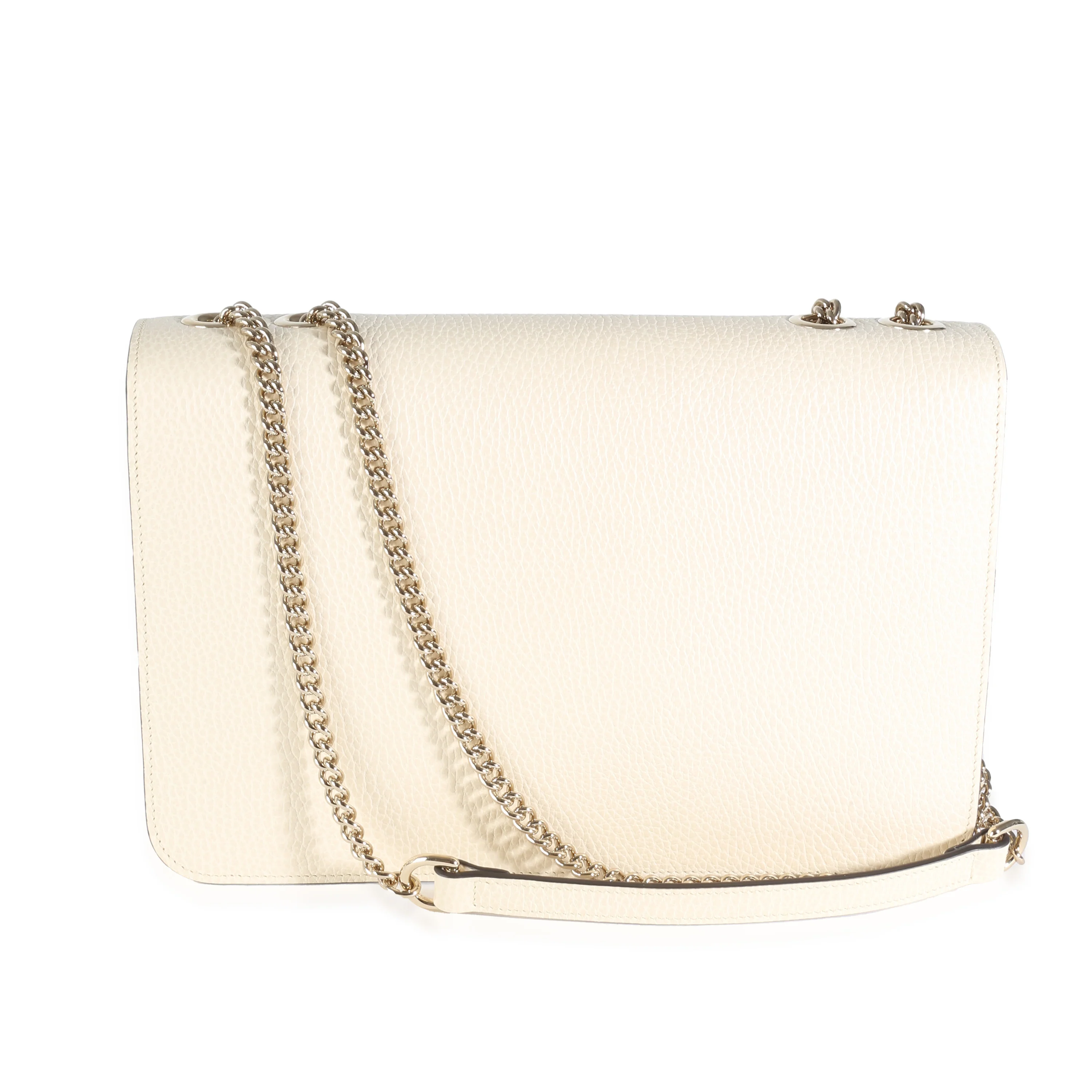 White Dollar Calfskin Medium Interlocking G Flap Bag - Image 4