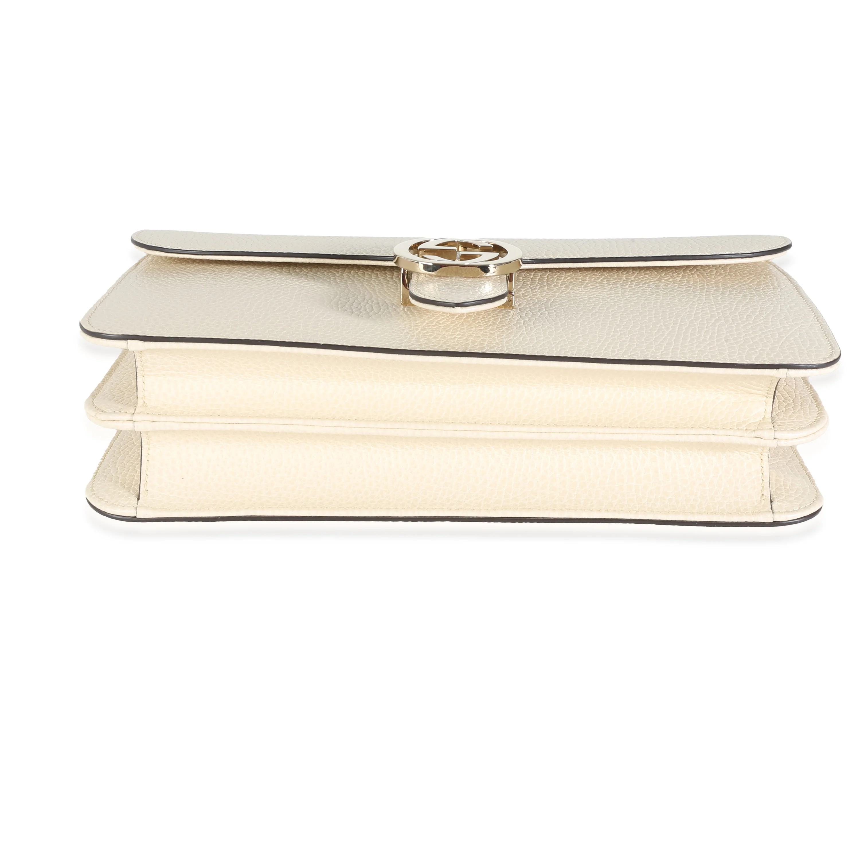 White Dollar Calfskin Medium Interlocking G Flap Bag - Image 5