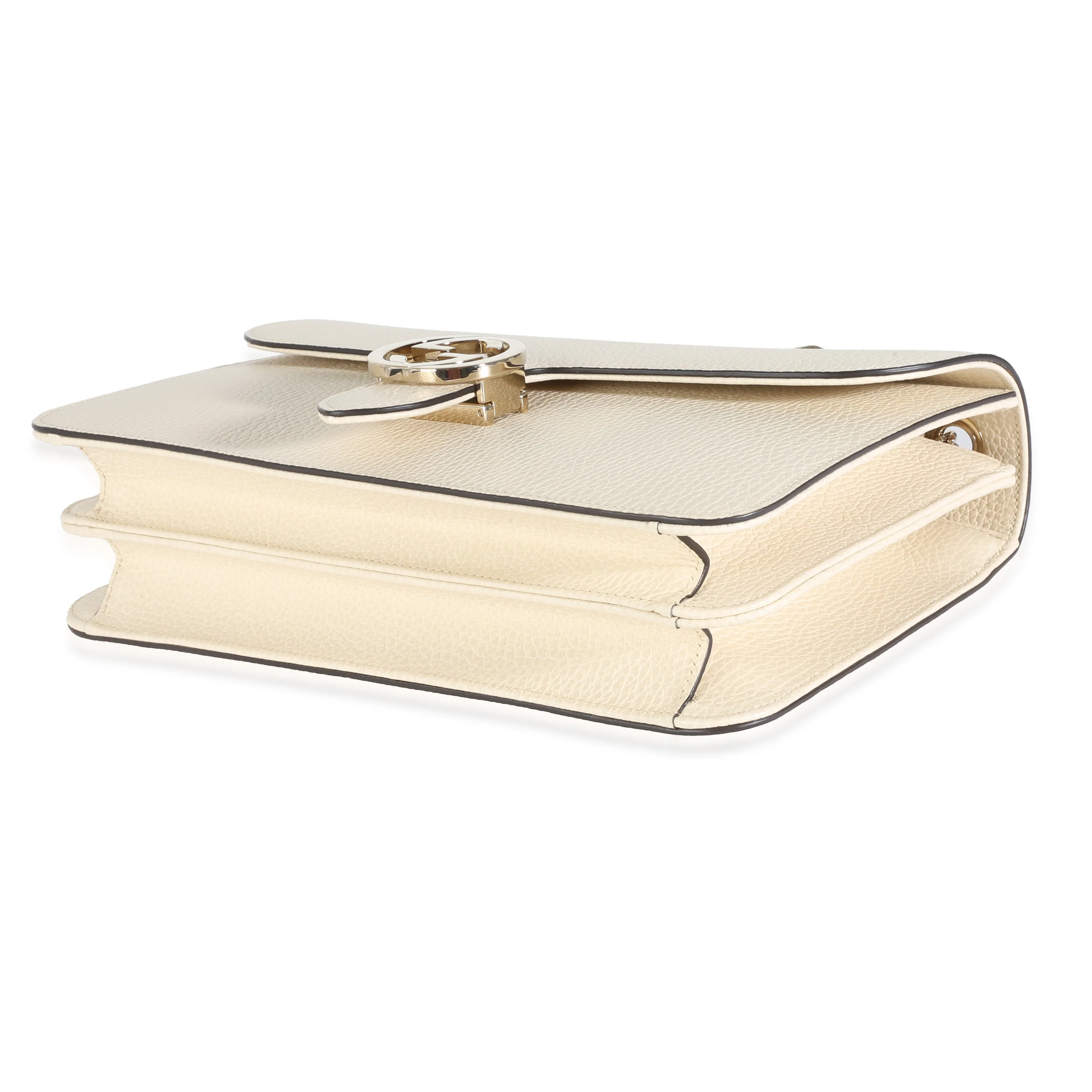 White Dollar Calfskin Medium Interlocking G Flap Bag - Image 7