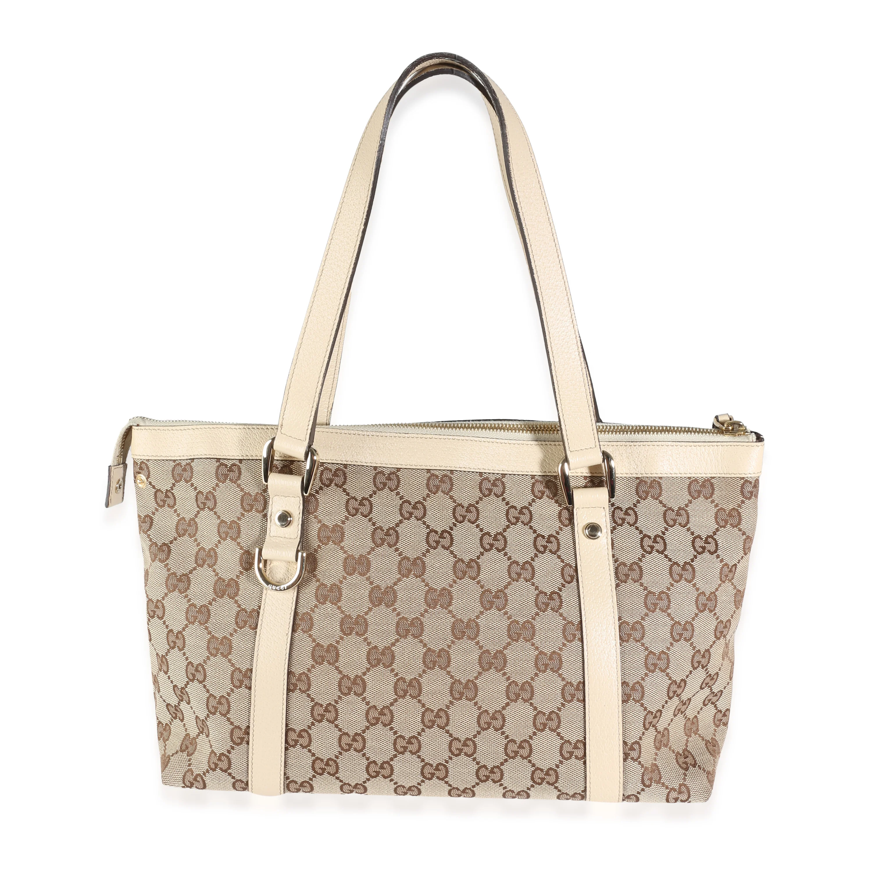 White Beige GG Canvas Abbey Tote - Image 4