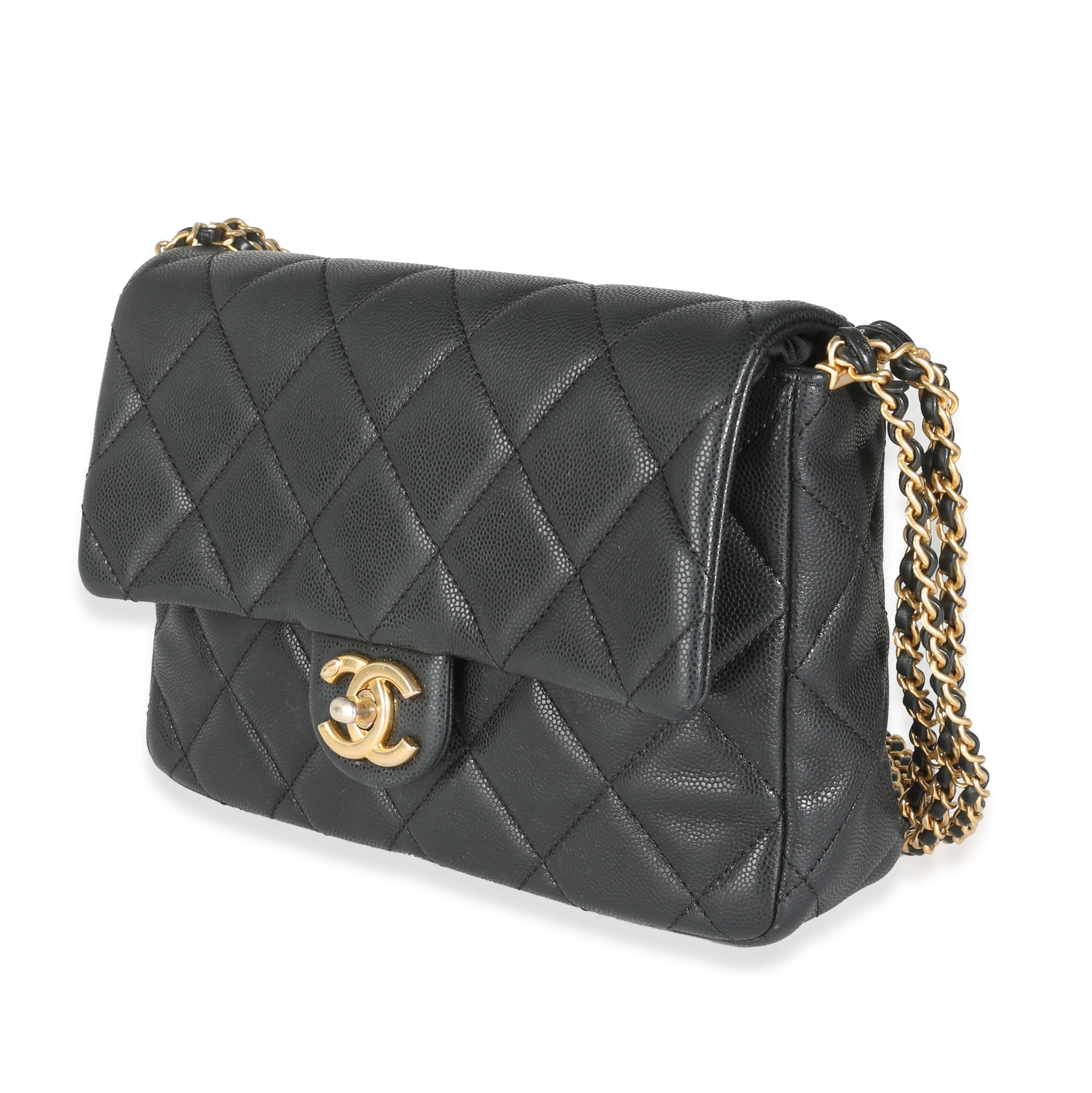 Black Quilted Caviar Multi Chain Messenger Flap Bag - Image 2