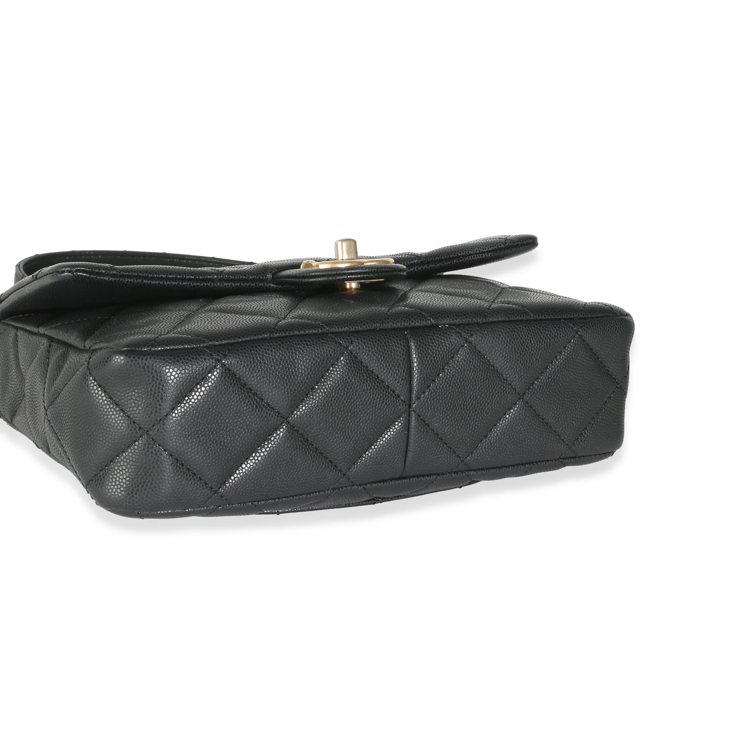 Black Quilted Caviar Multi Chain Messenger Flap Bag - Image 6