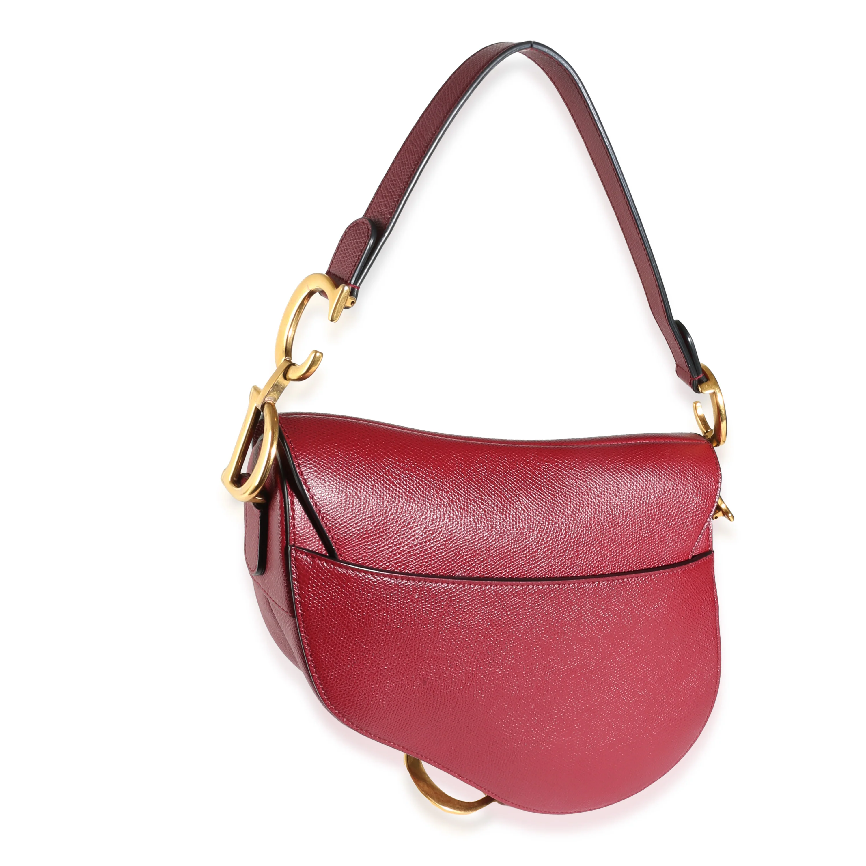 Red Grained Calfskin Medium Saddle Bag - Image 4