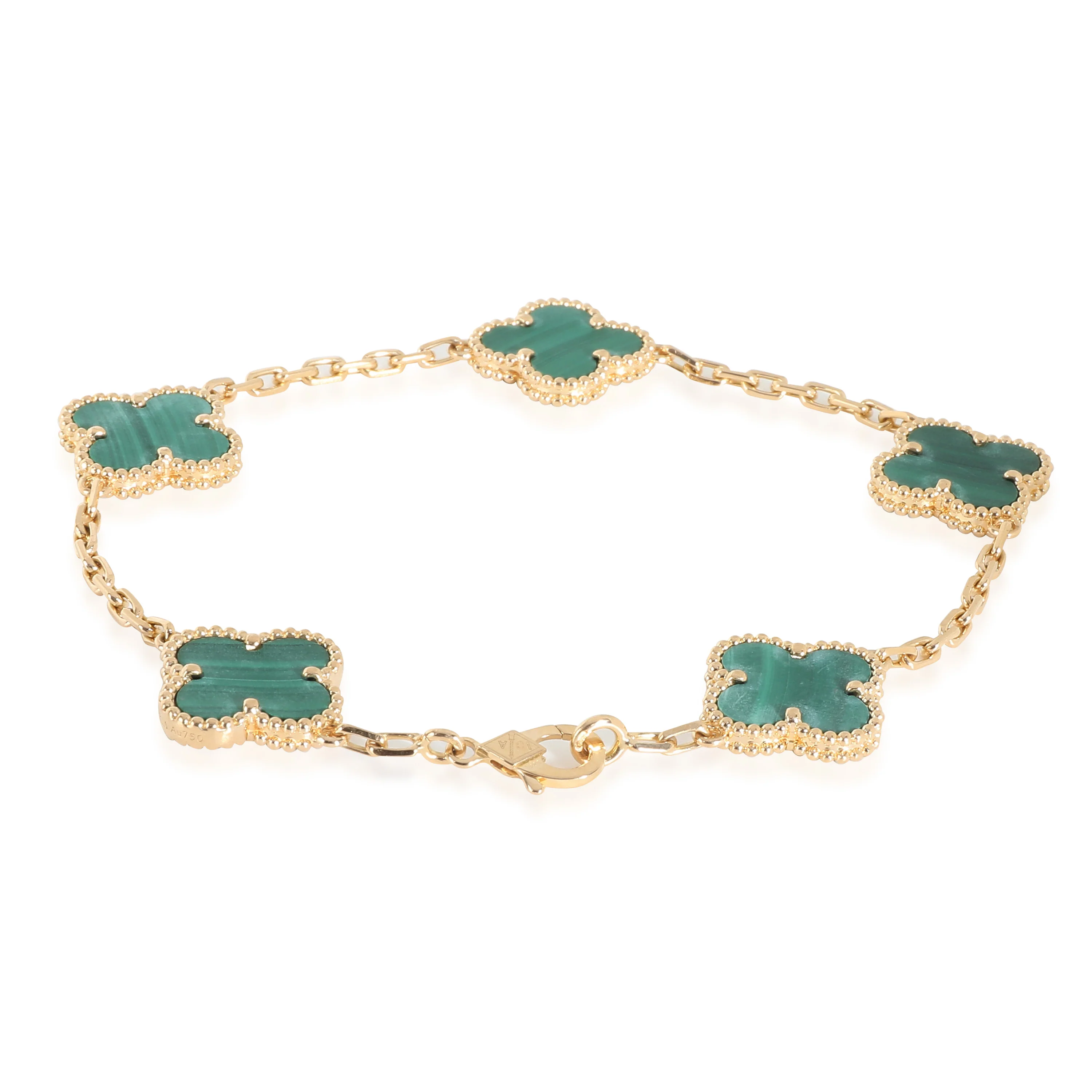 Alhambra Malachite Bracelet in 18k Yellow Gold - Image 4