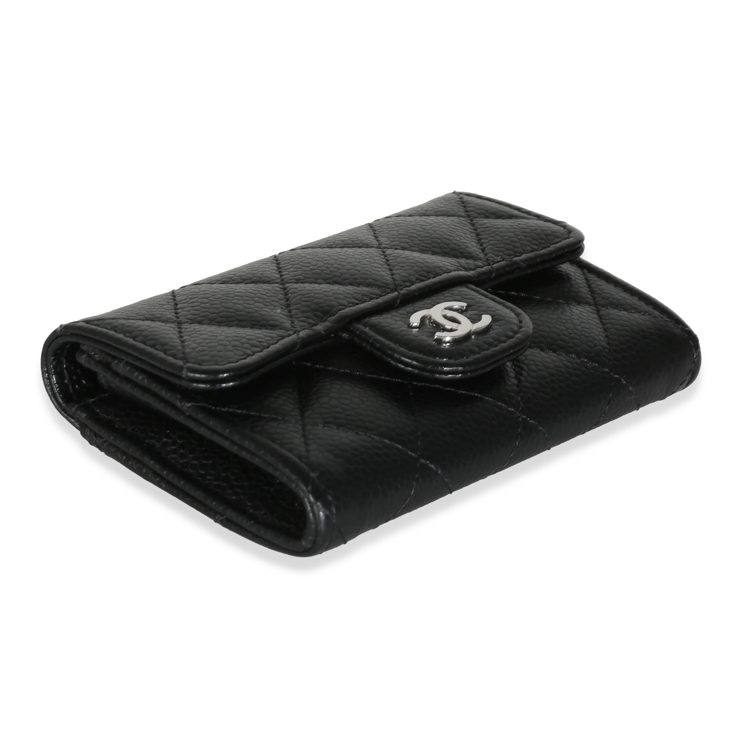 Black Quilted Caviar Flap Card Holder - Image 6
