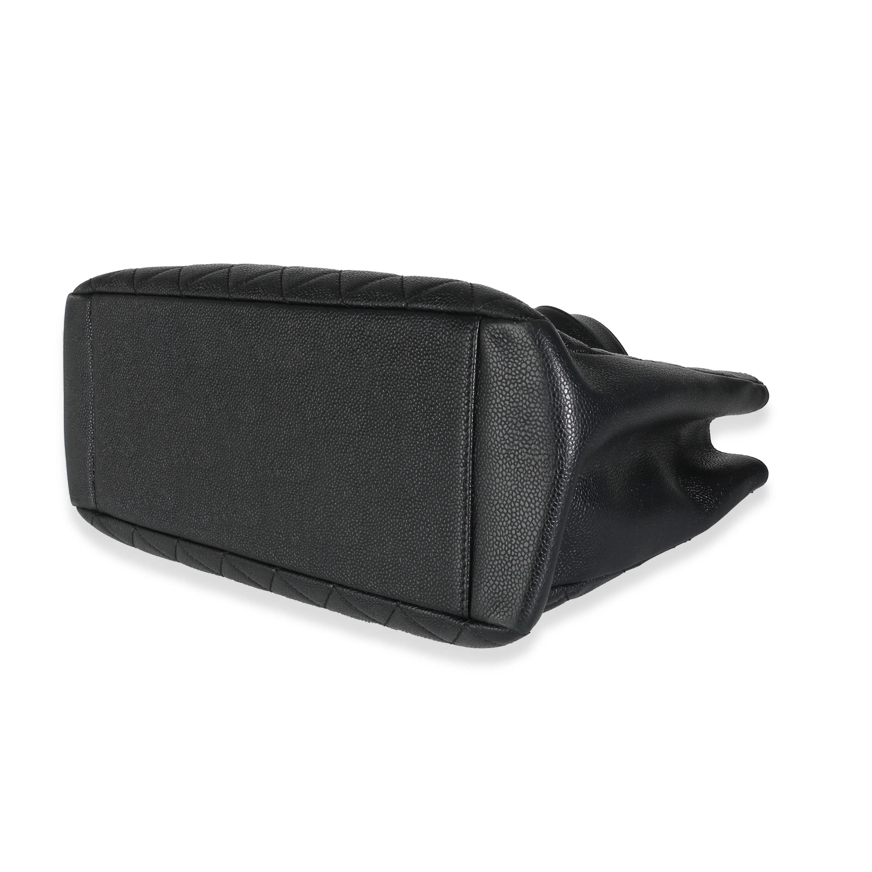 Black Quilted Caviar Grand Shopping Tote - Image 7