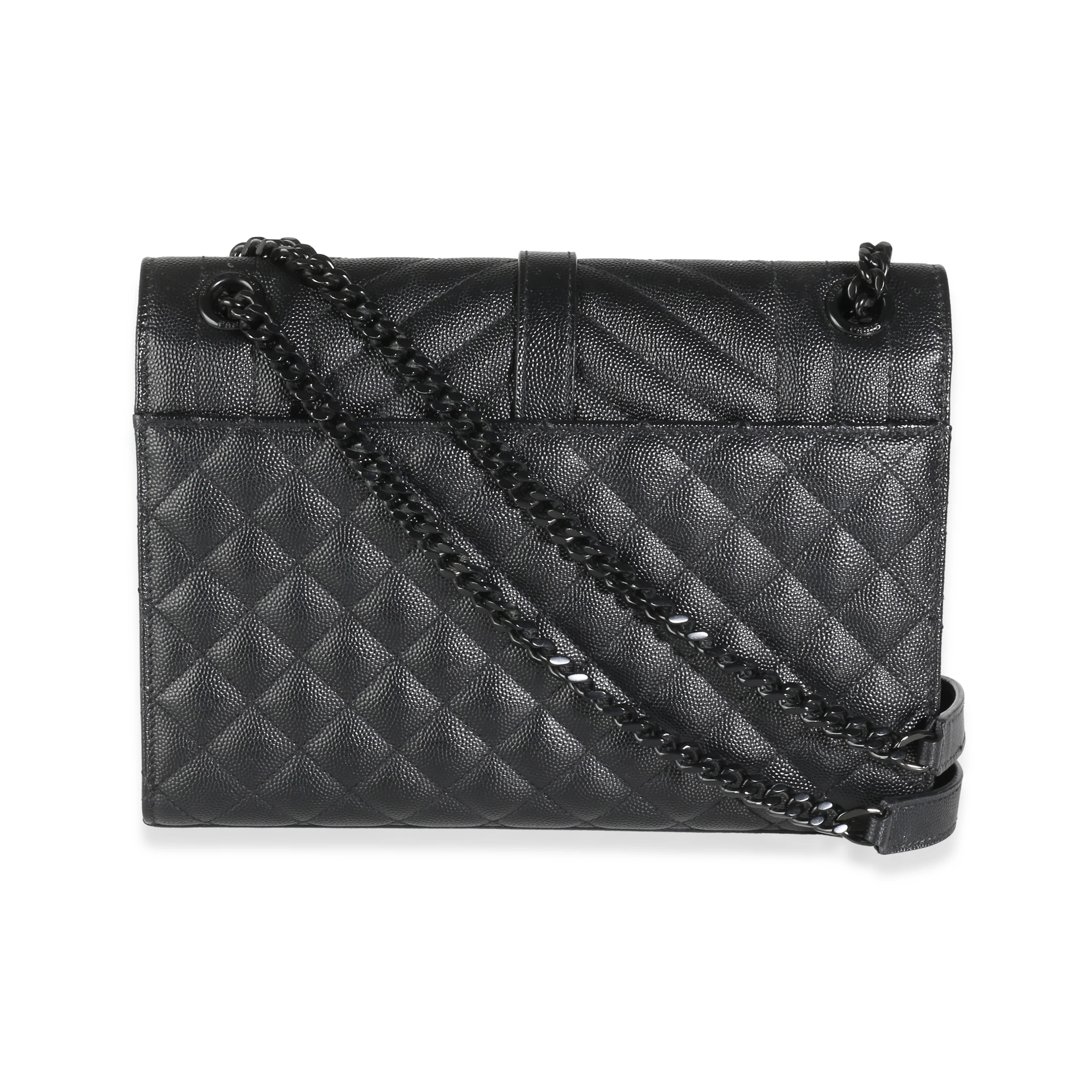 Black Grain De Poudre Mixed Matelasse Triquilt Medium Envelope Bag - Image 4